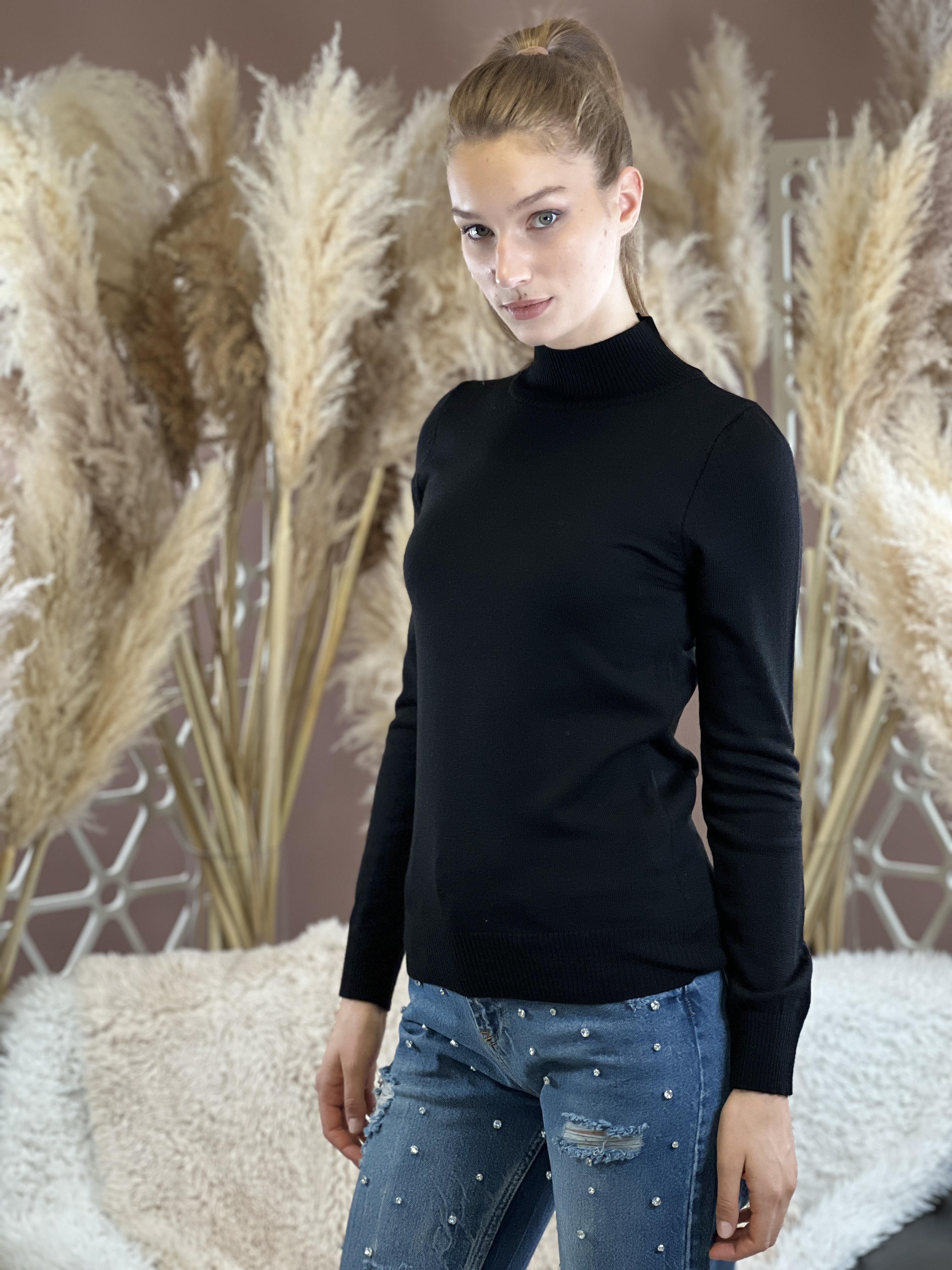 Yarım Balıkçı Yaka Basic Kadın Triko Kazak-32845-1