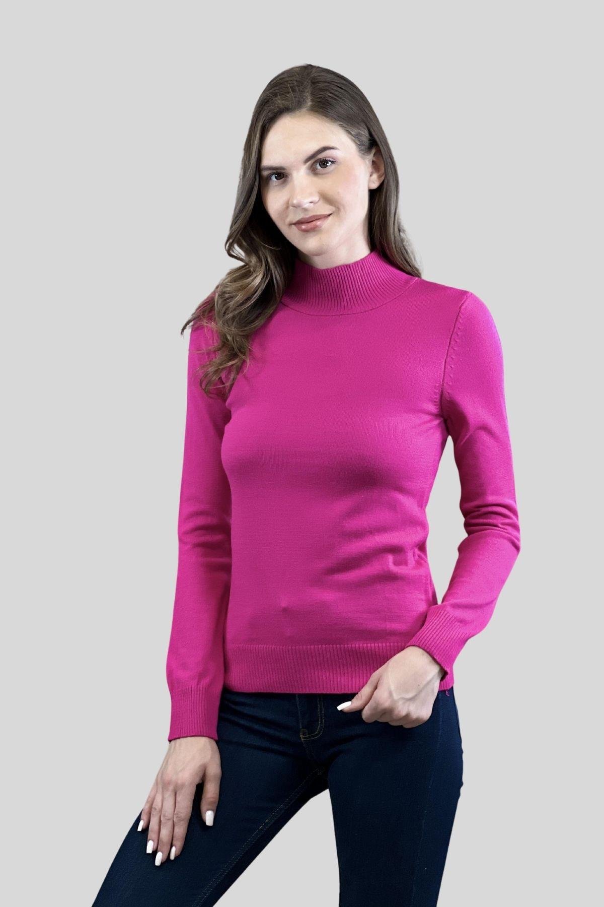 Yarım Balıkçı Yaka Basic Kadın Triko Kazak-32845-14