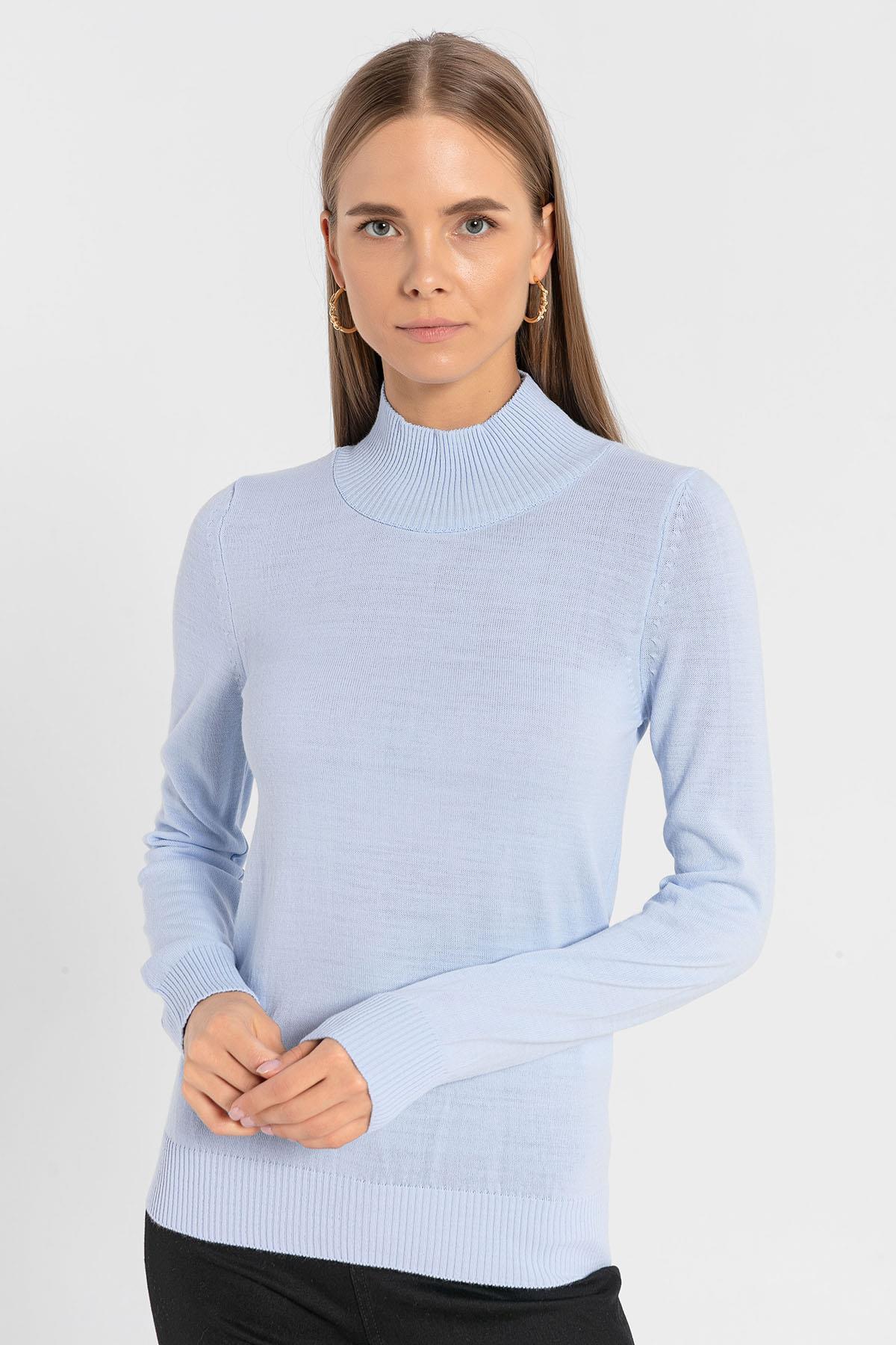 Yarım Balıkçı Yaka Basic Kadın Triko Kazak-32845-1