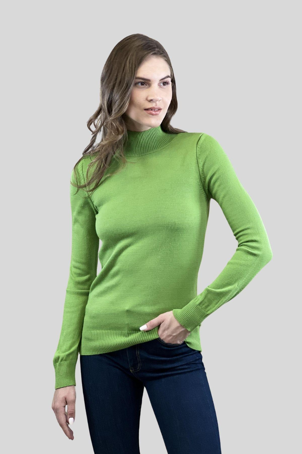 Yarım Balıkçı Yaka Basic Kadın Triko Kazak-32845-14