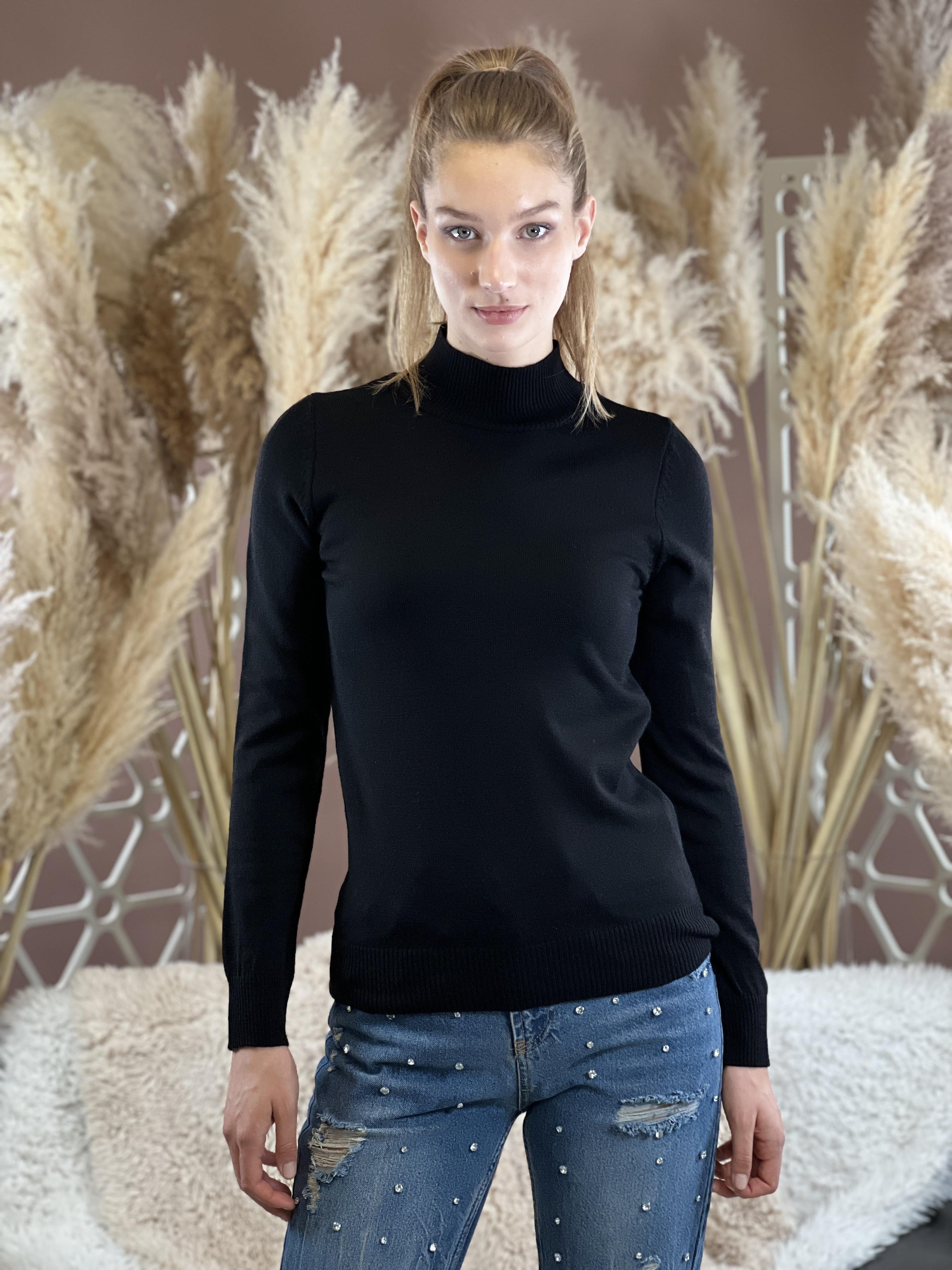 Yarım Balıkçı Yaka Basic Kadın Triko Kazak-32845-1