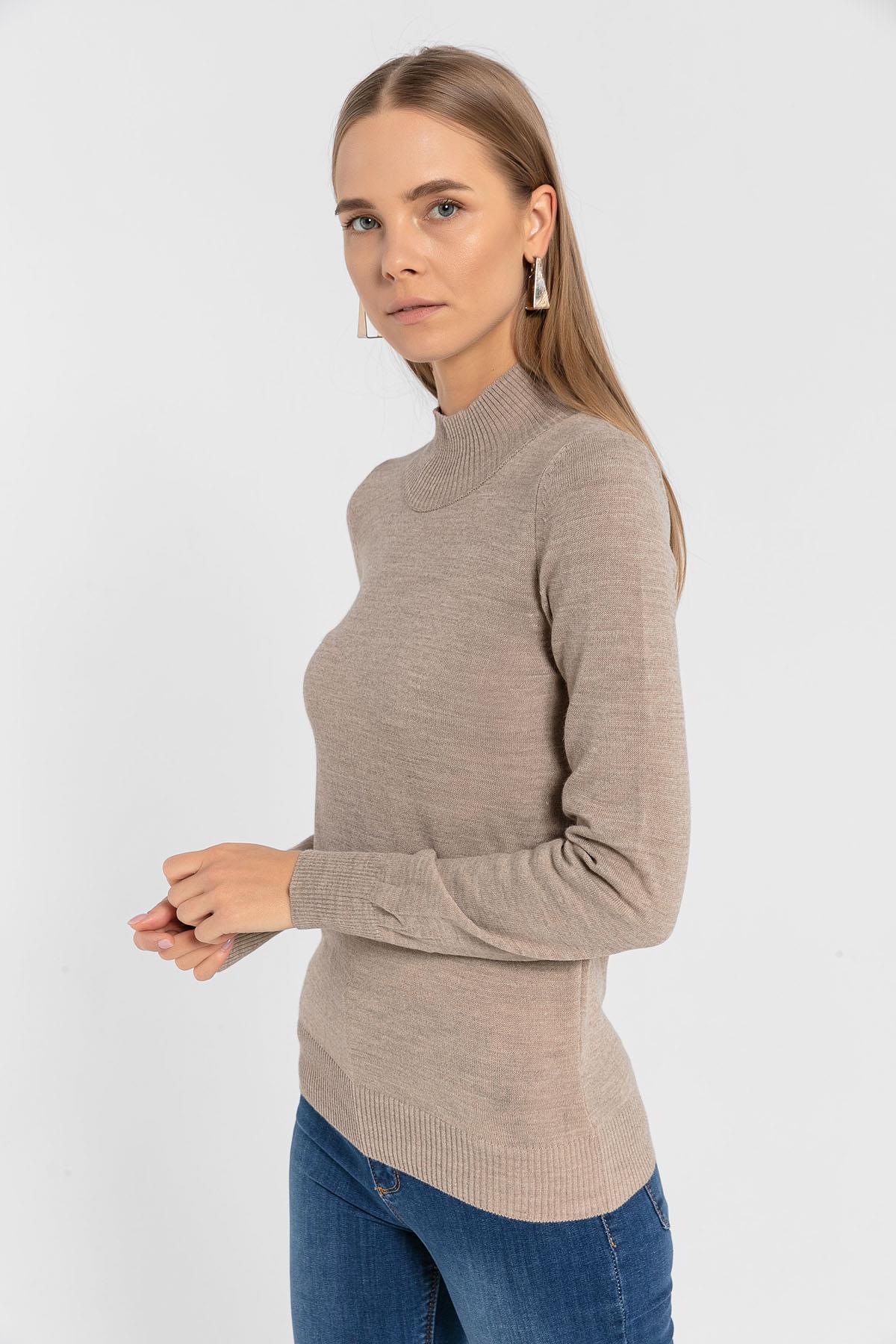 Yarım Balıkçı Yaka Basic Kadın Triko Kazak-32845-1