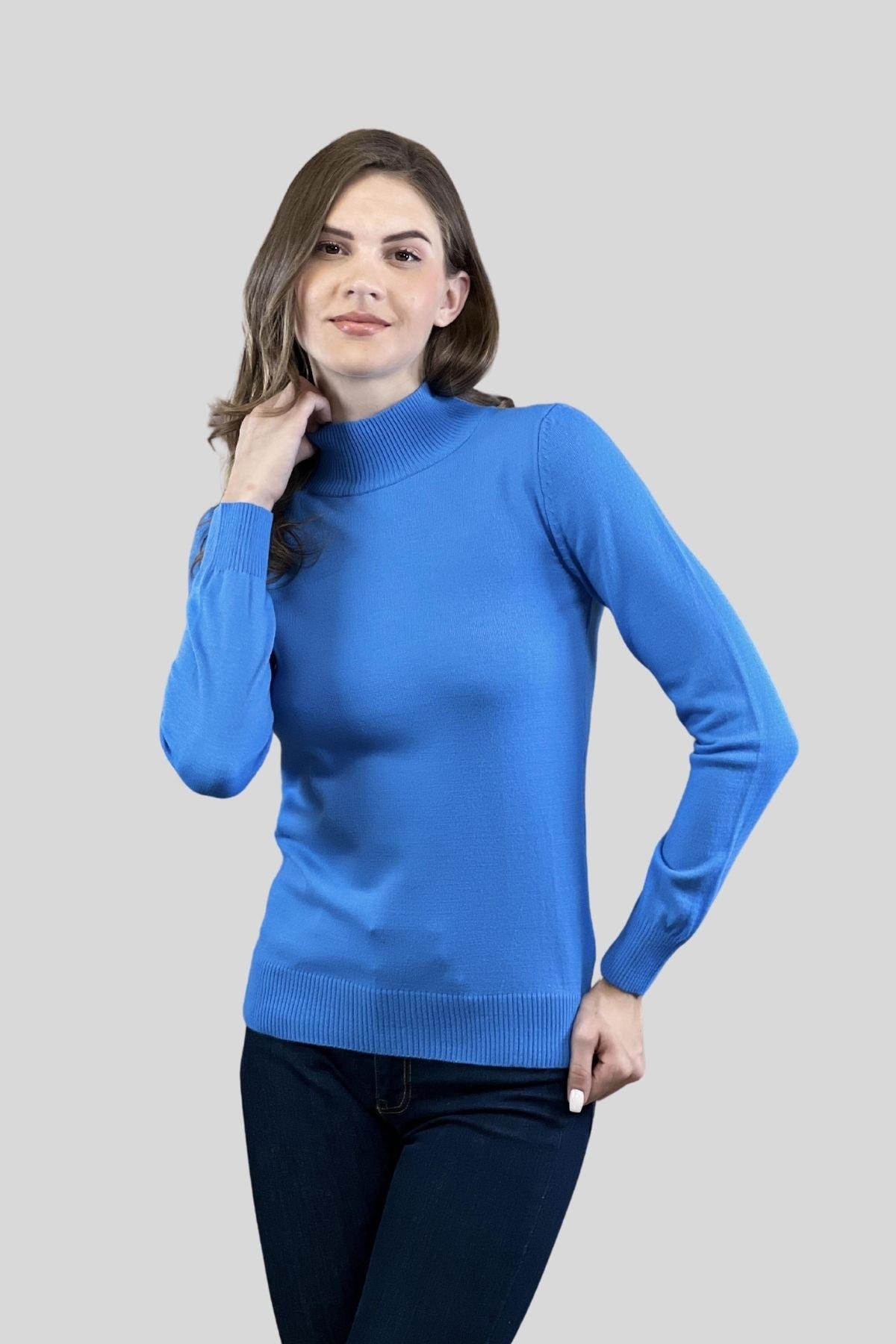 Yarım Balıkçı Yaka Basic Kadın Triko Kazak-32845-14