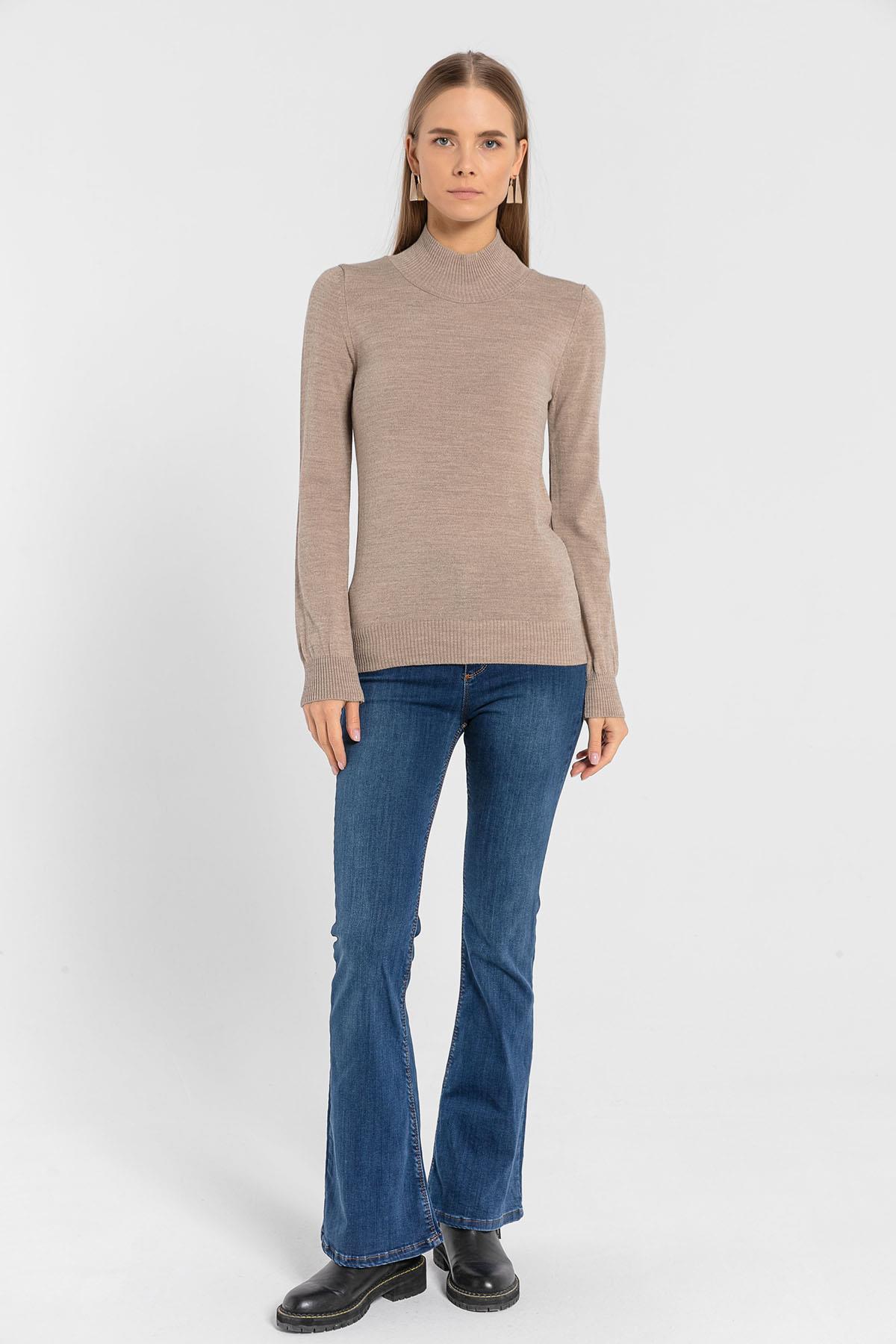 Yarım Balıkçı Yaka Basic Kadın Triko Kazak-32845-1