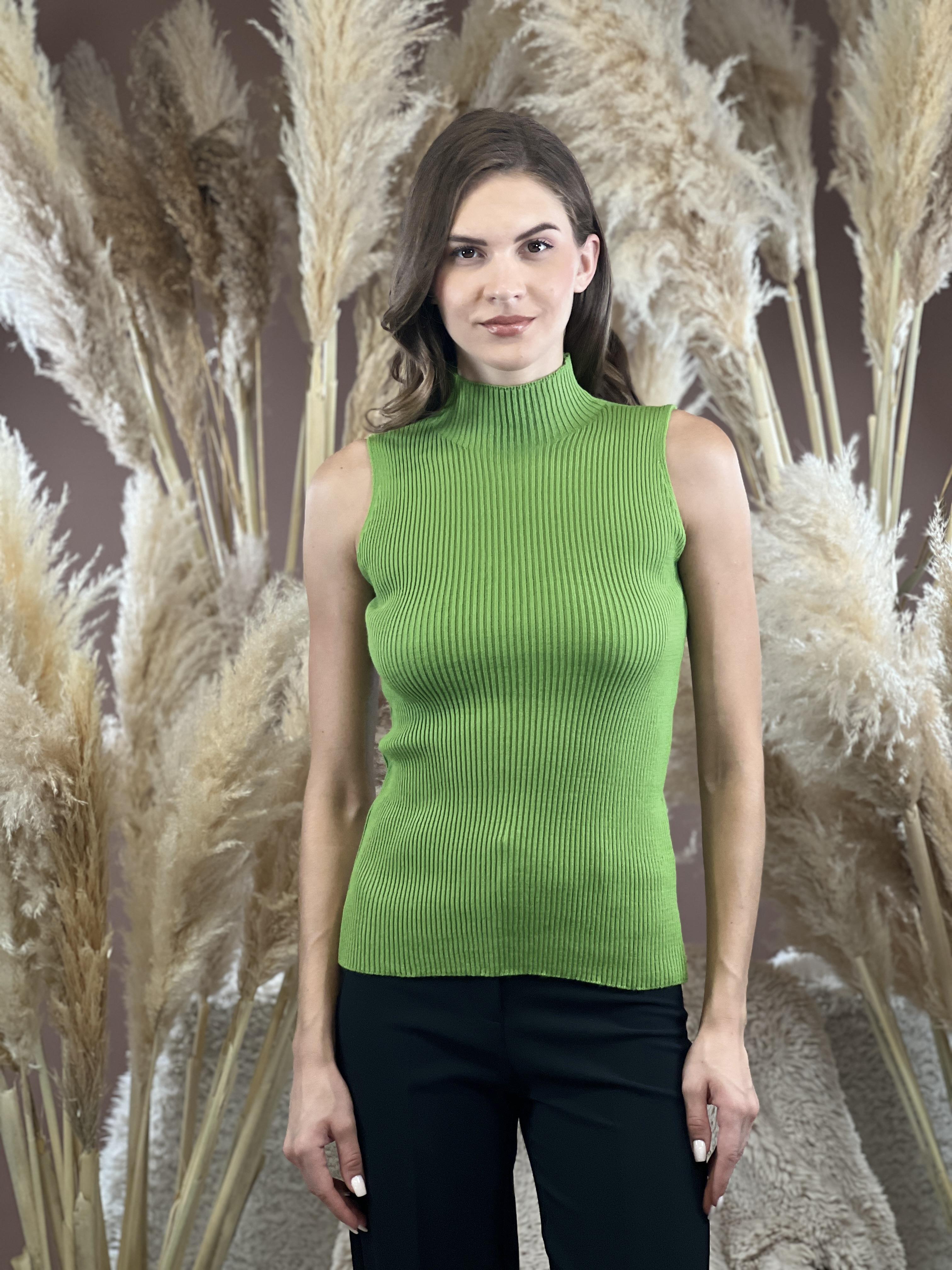 Yarım Balıkçı Yaka Kolsuz Kadın Basic Triko Bluz-MP32977-0