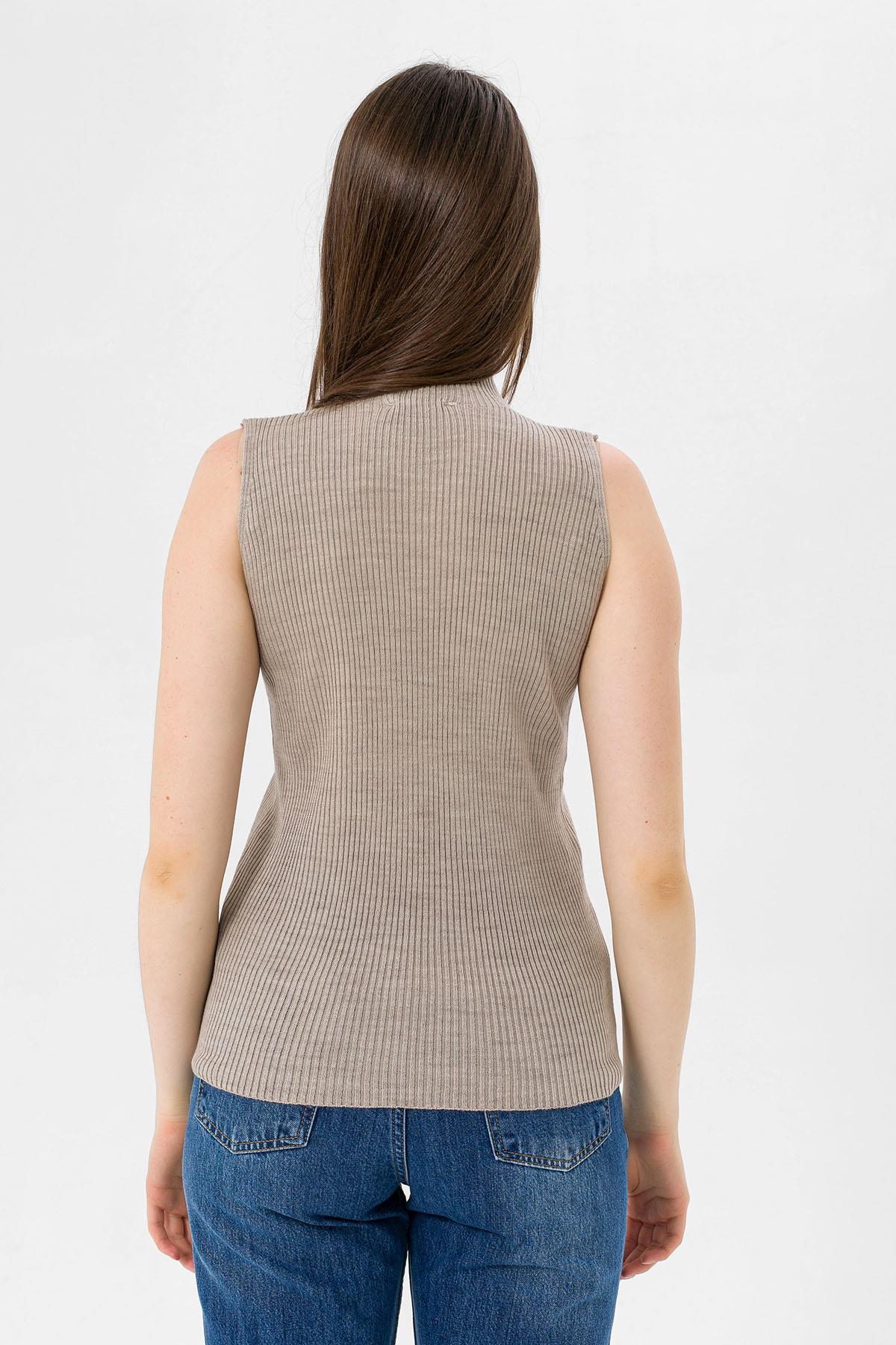 Yarım Balıkçı Yaka Kolsuz Kadın Basic Triko Bluz-MP32977-0