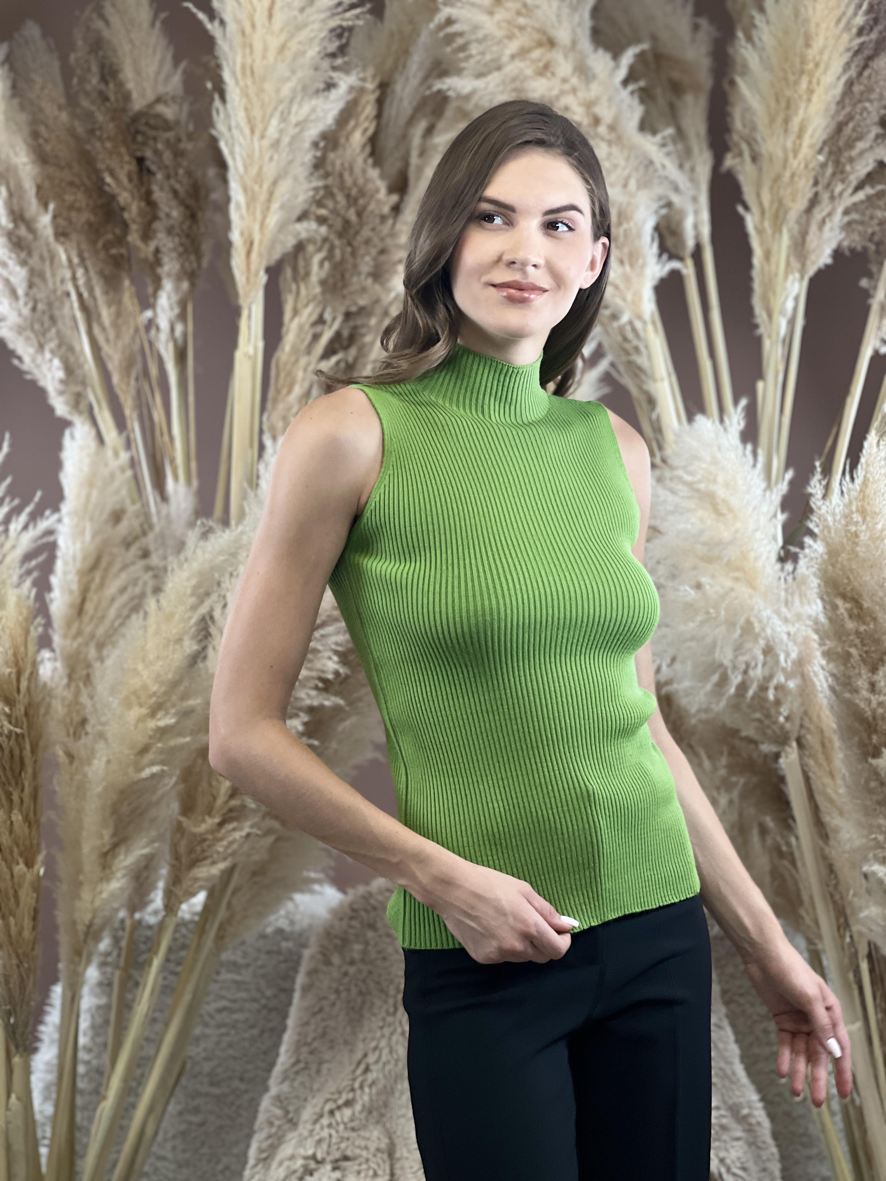 Yarım Balıkçı Yaka Kolsuz Kadın Basic Triko Bluz-MP32977-0