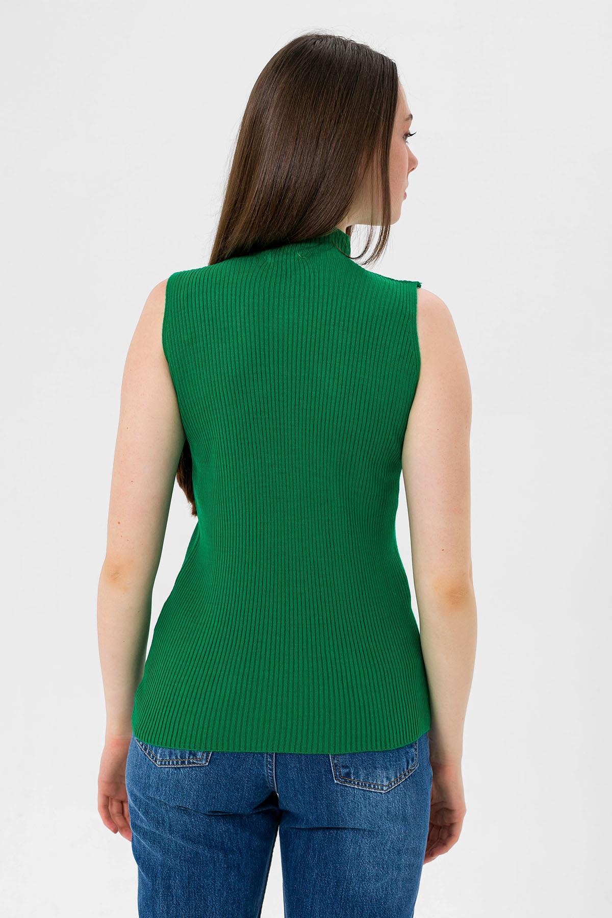 Yarım Balıkçı Yaka Kolsuz Kadın Basic Triko Bluz-MP32977-0