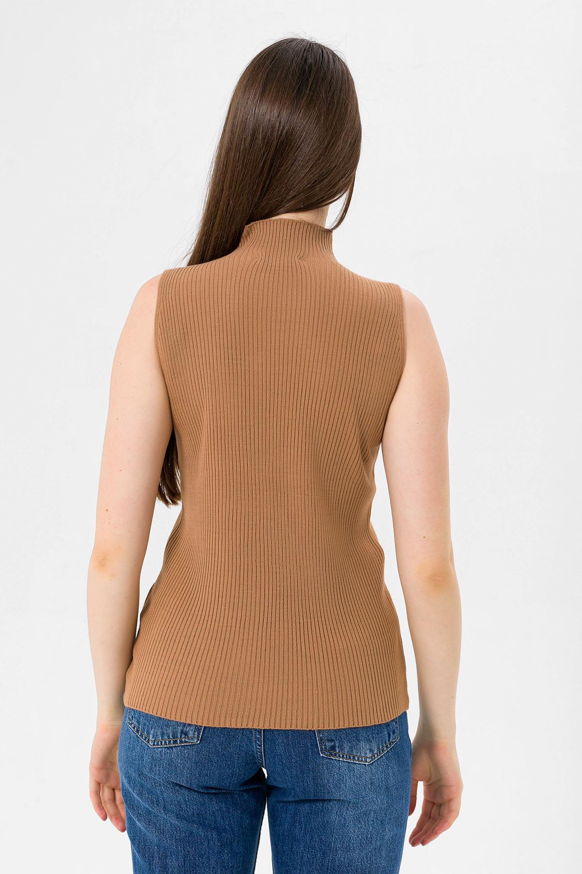 Yarım Balıkçı Yaka Kolsuz Kadın Basic Triko Bluz-MP32977-0