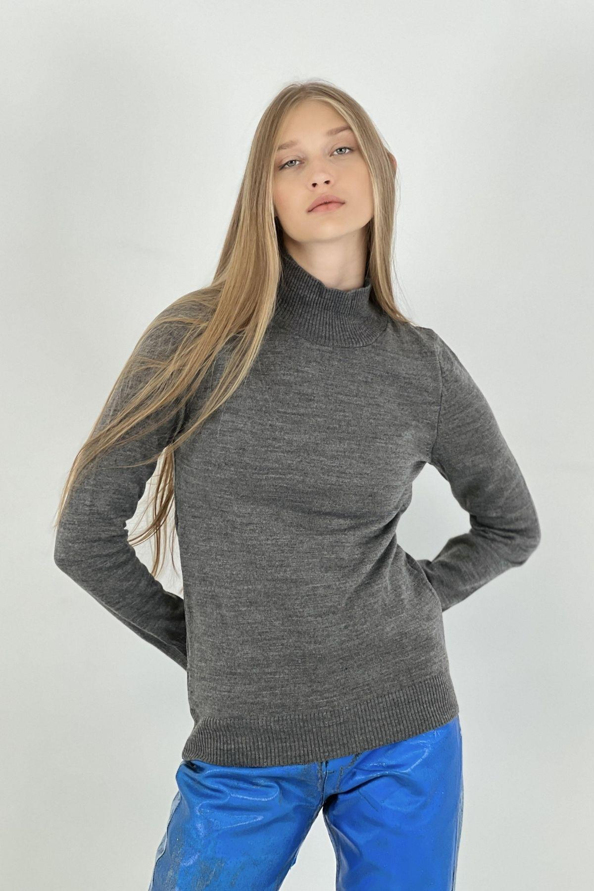 Yarım Balıkçı Yaka Slim Fit Triko Kazak Vizon-24K013284050SM