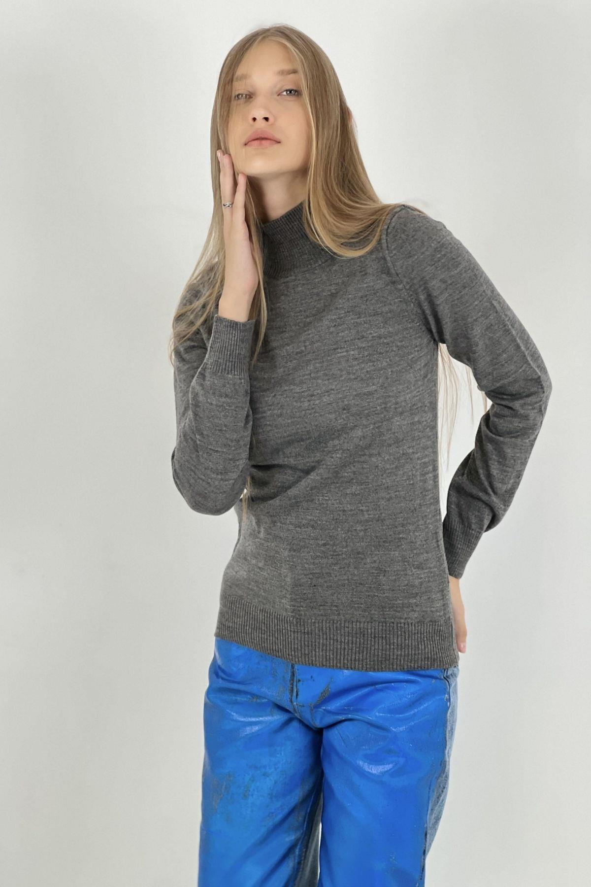 Yarım Balıkçı Yaka Slim Fit Triko Kazak Vizon-24K013284050SM