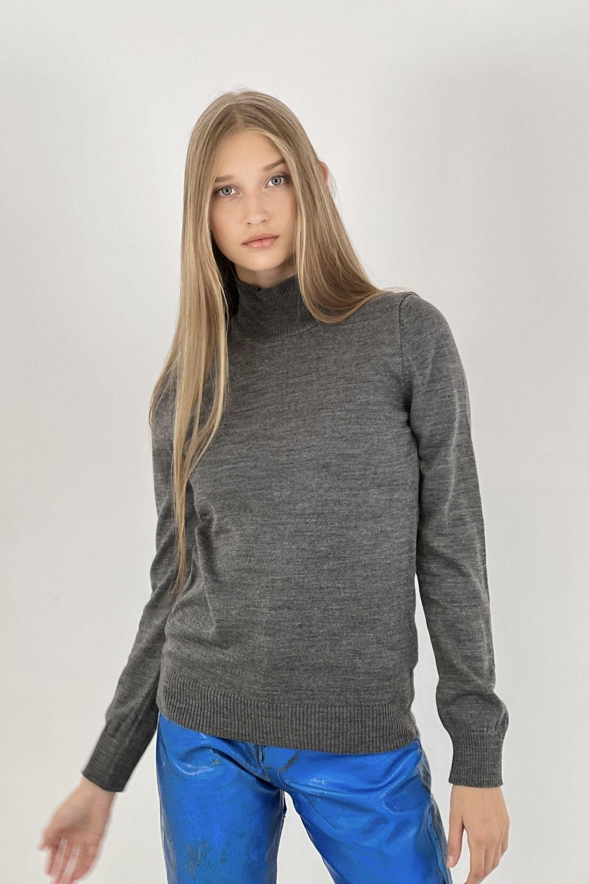 Yarım Balıkçı Yaka Slim Fit Triko Kazak Vizon-24K013284050SM