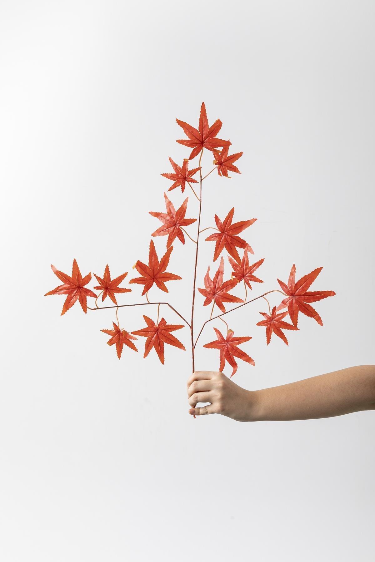 Yapay Çınar Yaprağı Demeti 12'li Turuncu