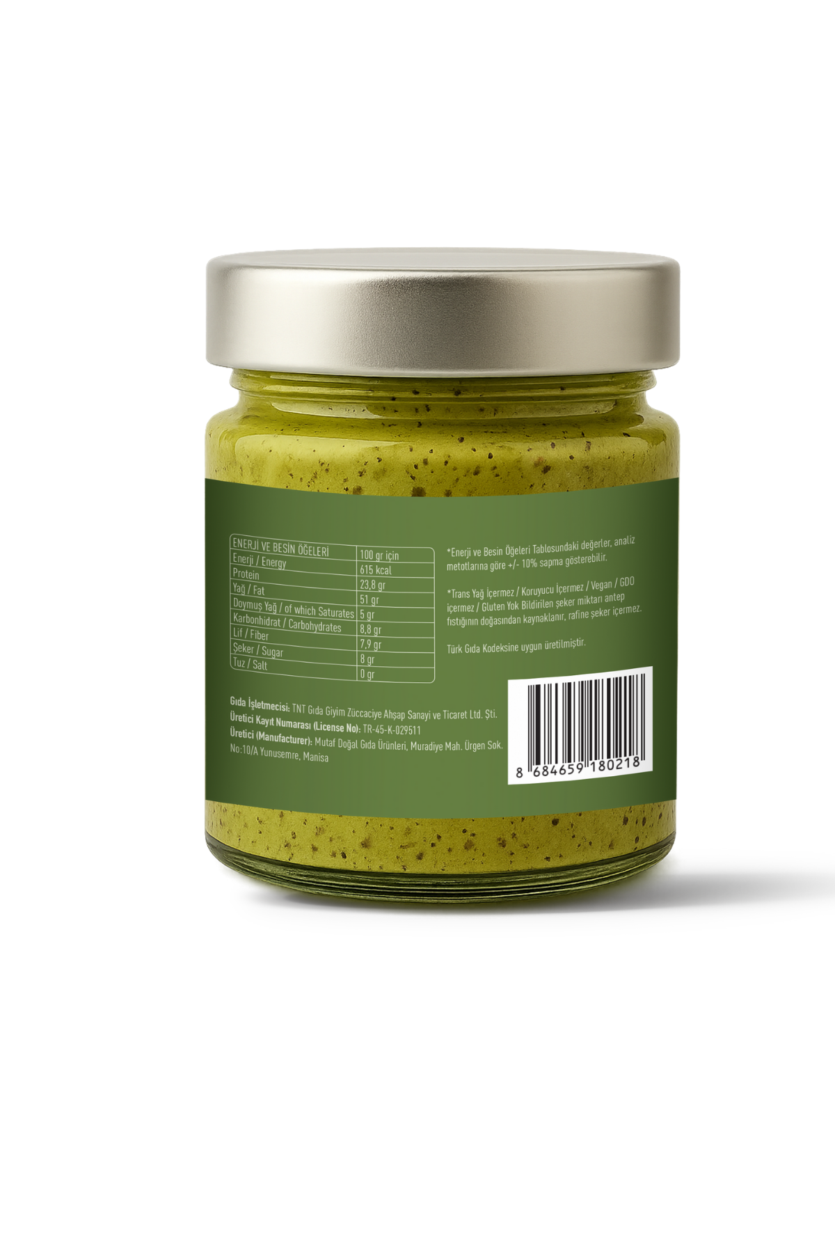 Sağlıklı Atıştırmalık%100 Antep Fıstığı Ezmesi 200 gr