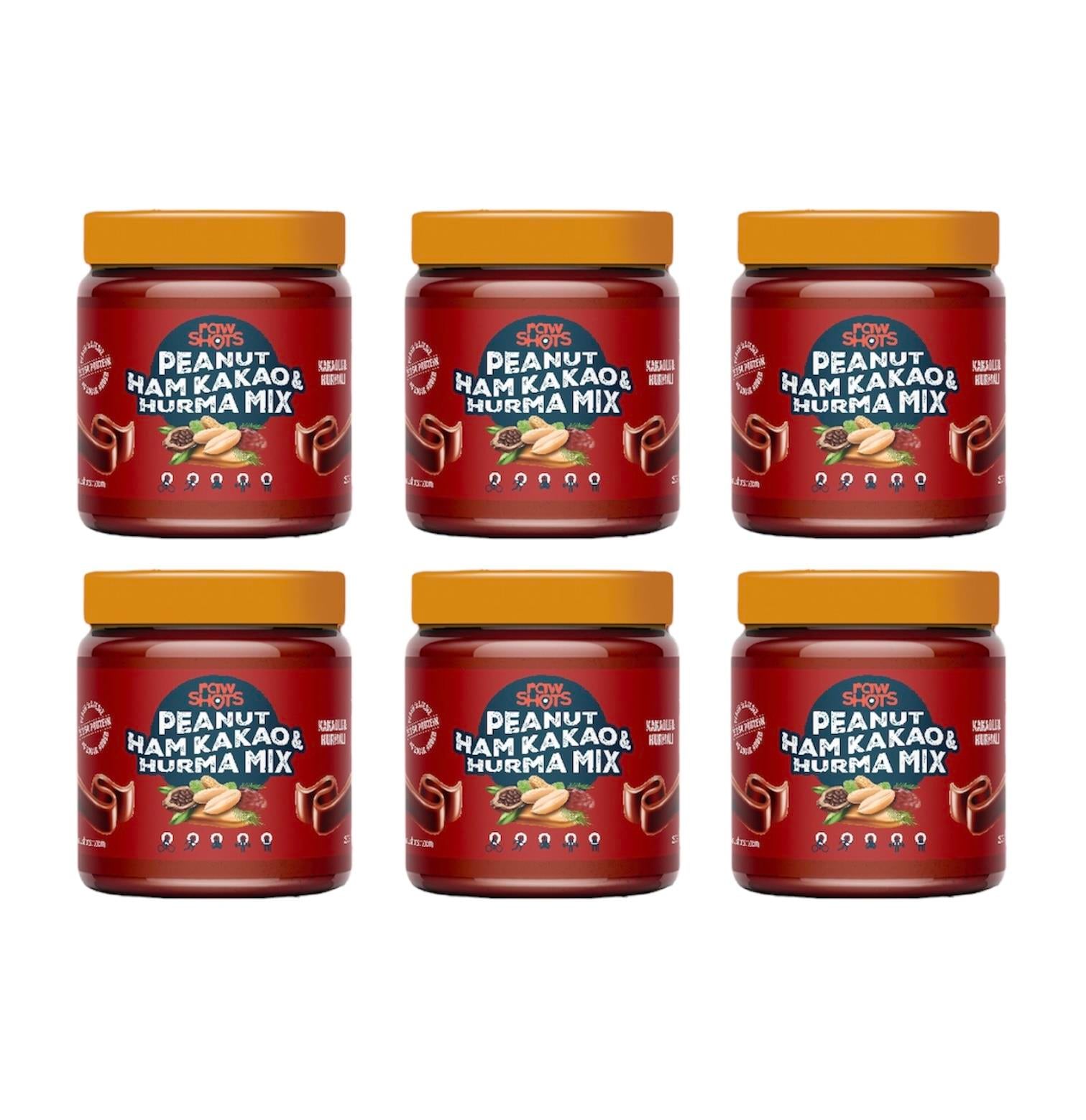 Sağlıklı AtıştırmalıkRawShots Kakaolu PeaNut Mini Box 6'lı Yer Fıstığı Ezmesi 40g x6