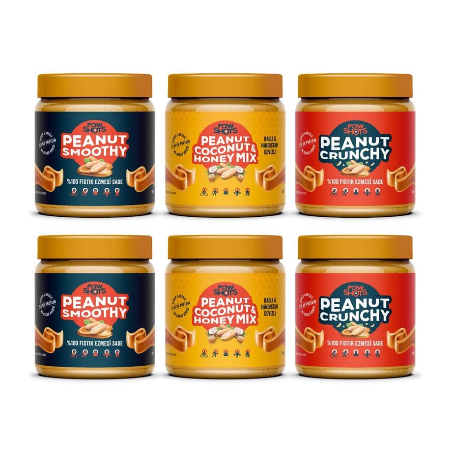 Sağlıklı AtıştırmalıkRawShots PeaNut Mini Mix Box 6'lı Yer Fıstığı Ezmesi 40g x6