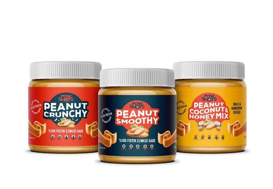 Sağlıklı AtıştırmalıkRawShots PeaNut Mix Box 3'lü Yer Fıstığı Ezmesi 360g x3