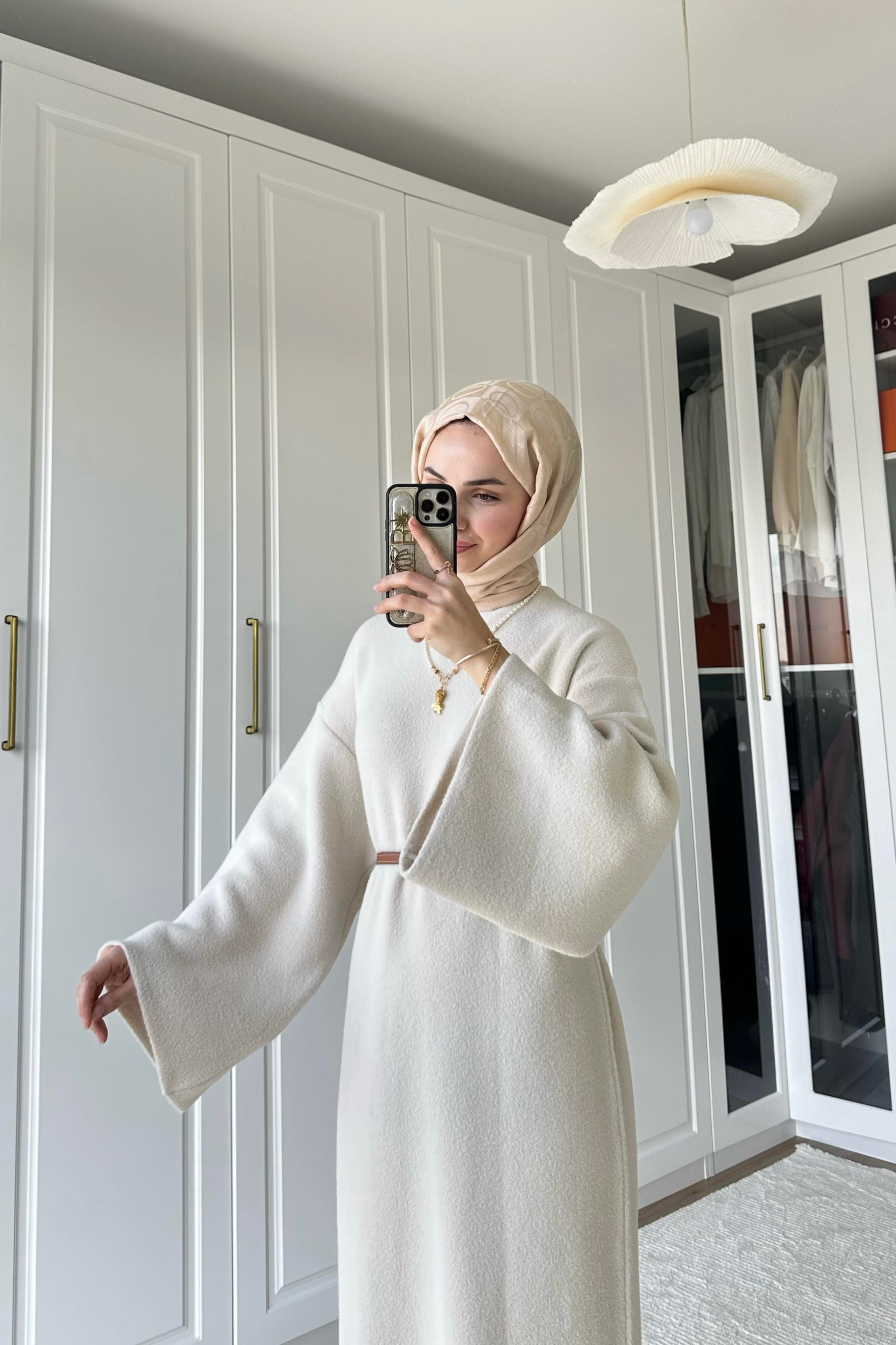 Angora Peluş Elbise - BEJ
