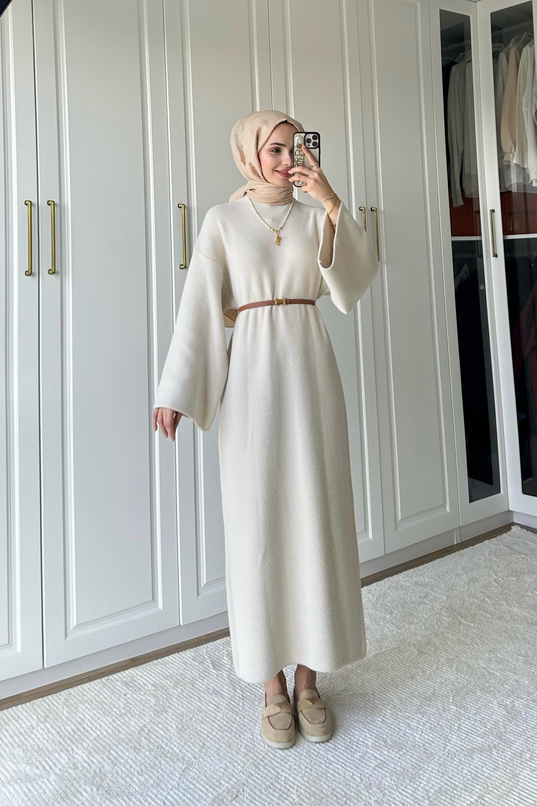 Angora Peluş Elbise - BEJ