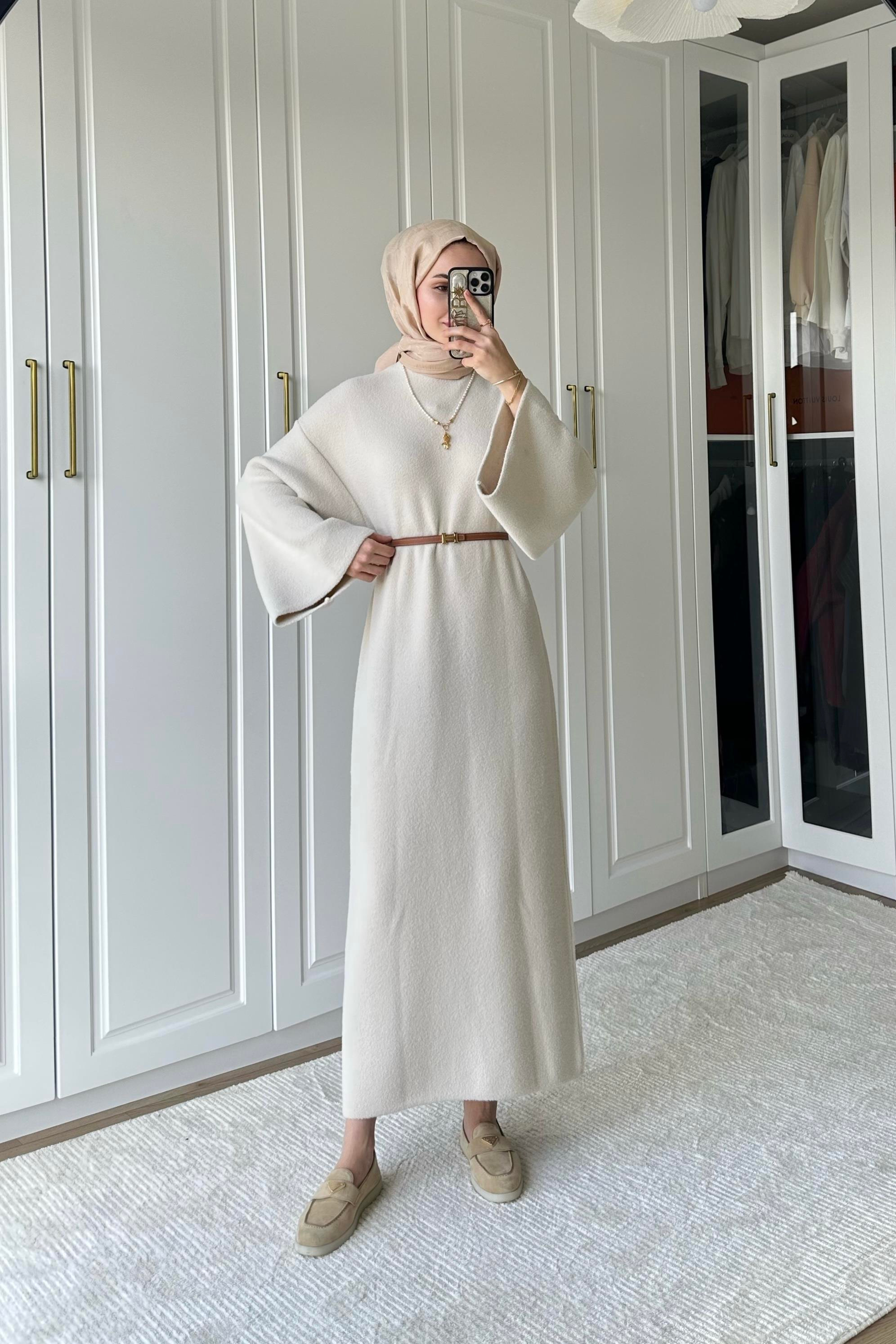 Angora Peluş Elbise - BEJ