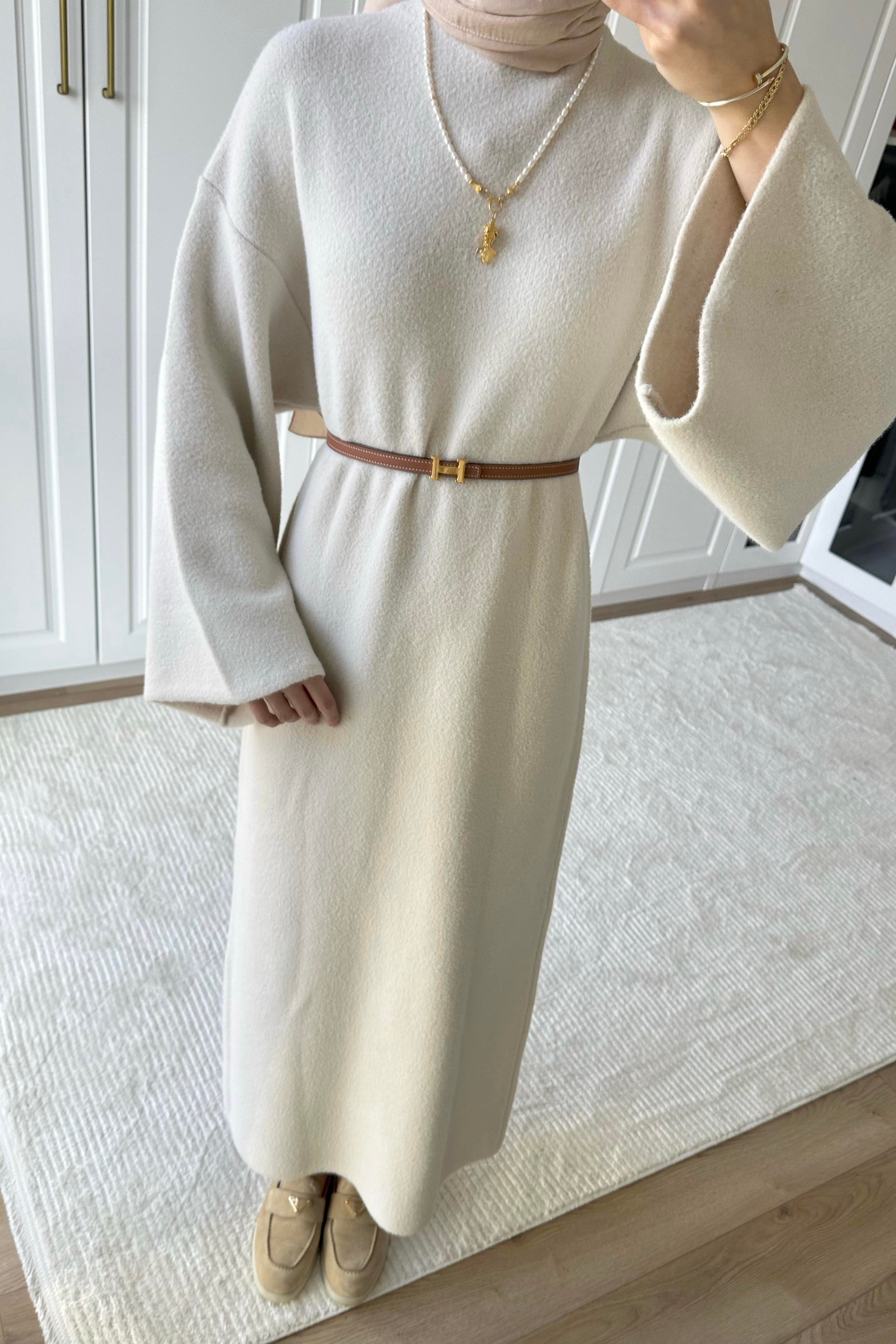 Angora Peluş Elbise - BEJ