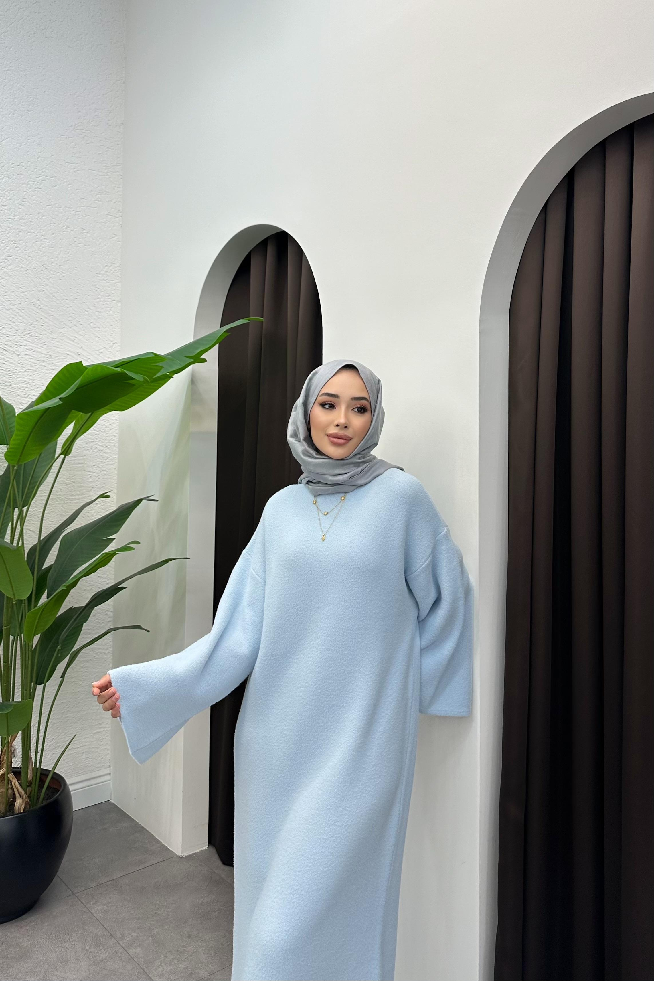 Angora Peluş Elbise - MAVİ