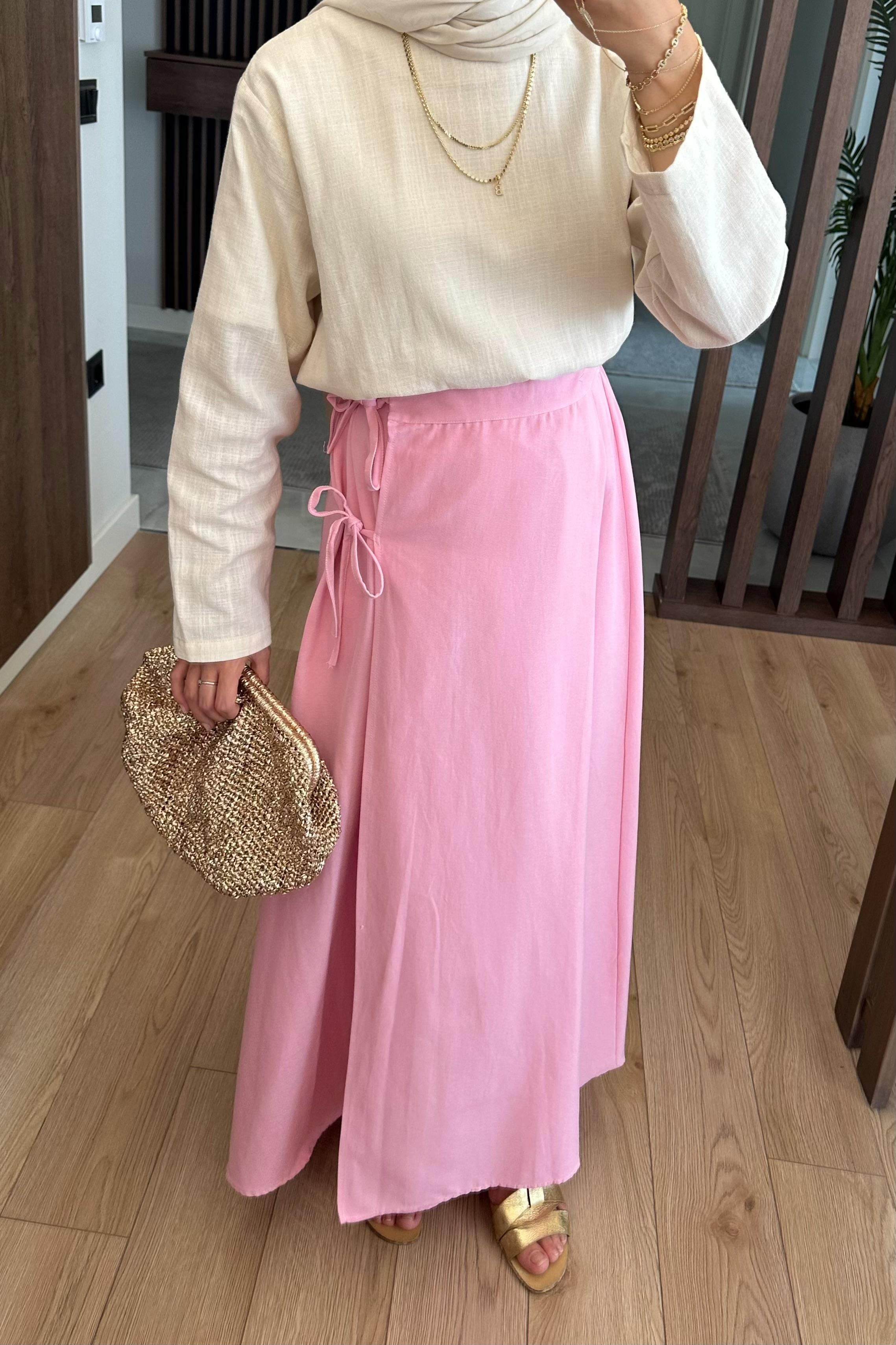 Anvelop Bağlama Detay Etek - PEMBE