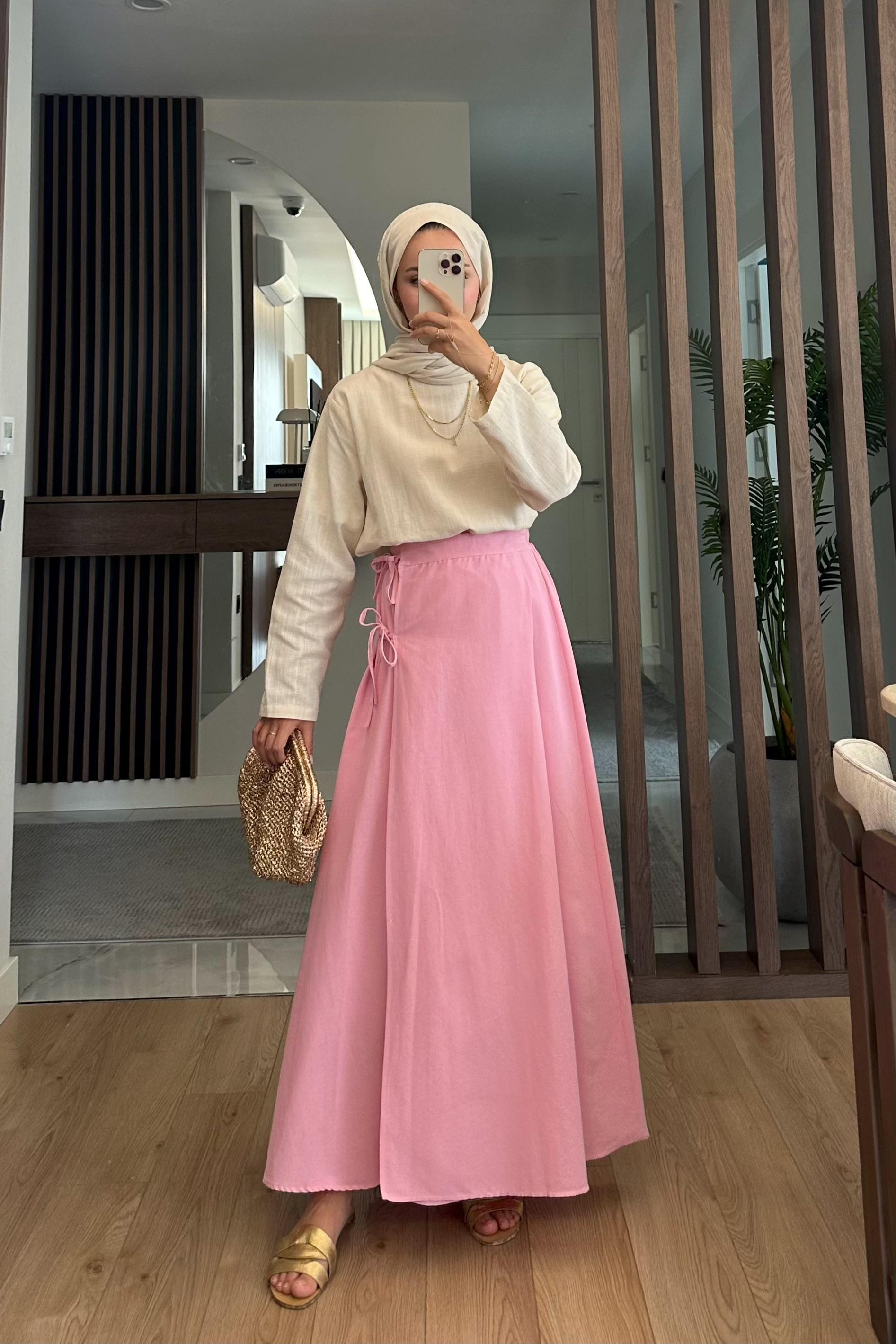 Anvelop Bağlama Detay Etek - PEMBE
