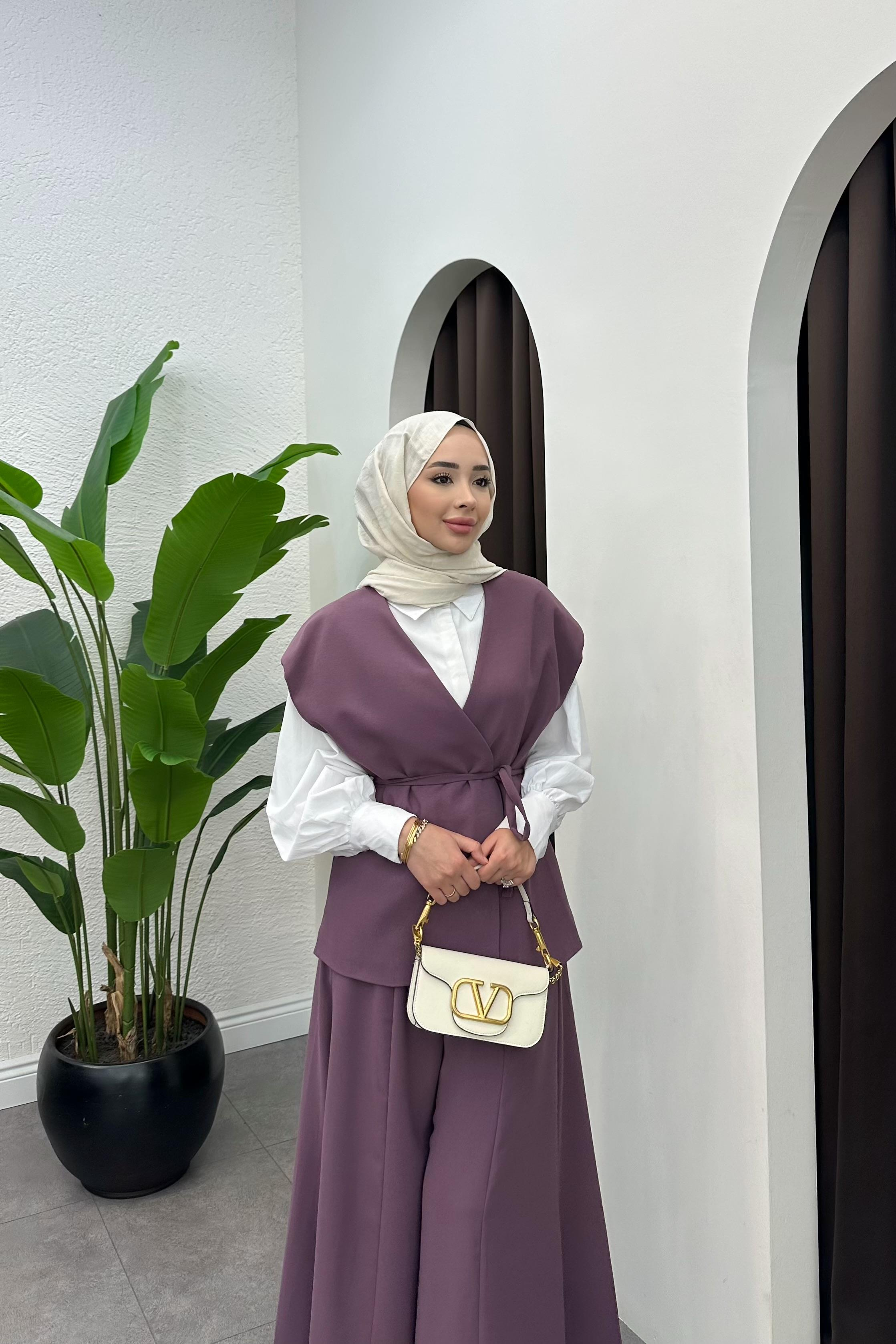 Arinya Yelekli Pantolon Takım - GÜL KURUSU