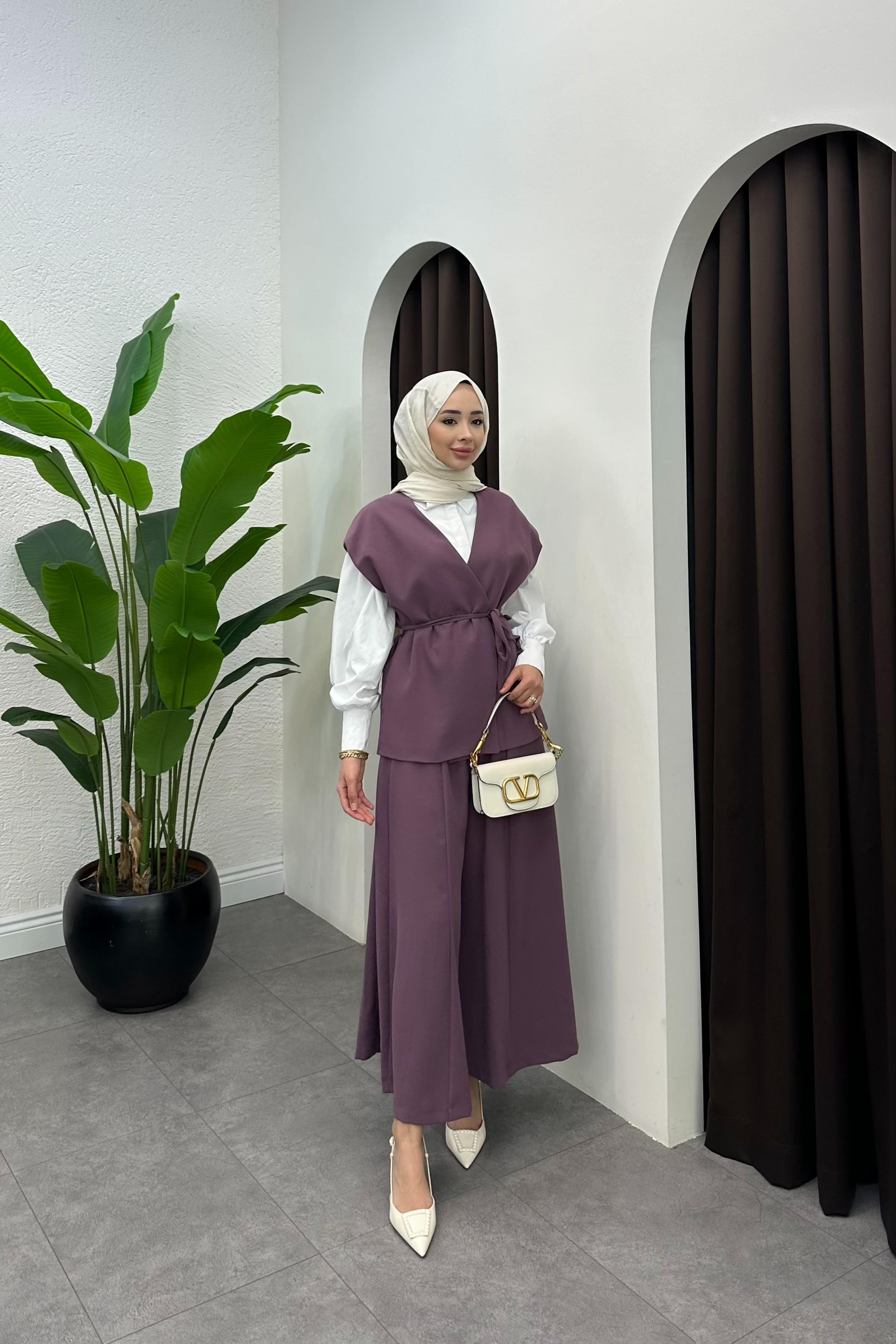 Arinya Yelekli Pantolon Takım - GÜL KURUSU