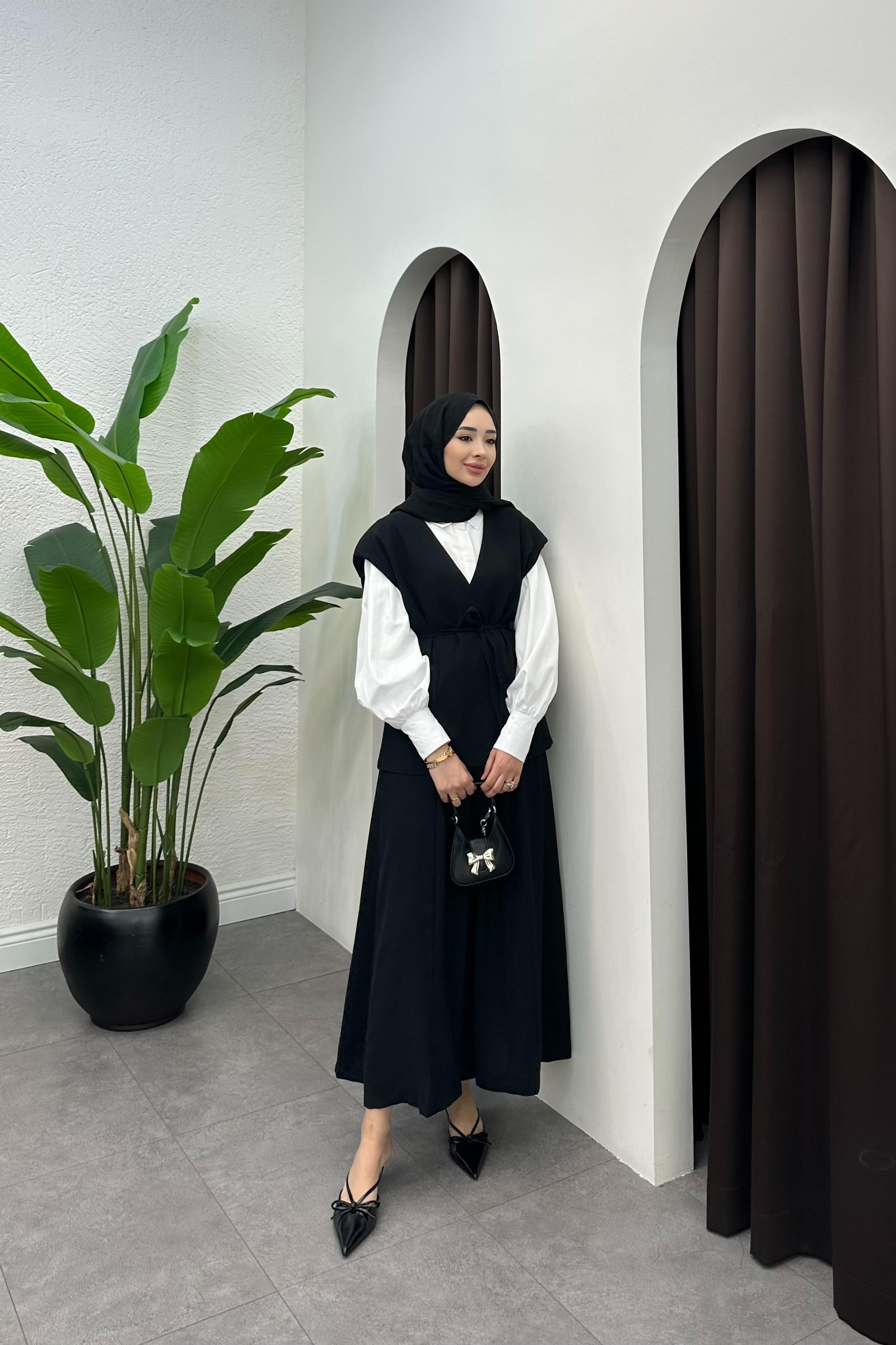 Arinya Yelekli Pantolon Takım - SİYAH