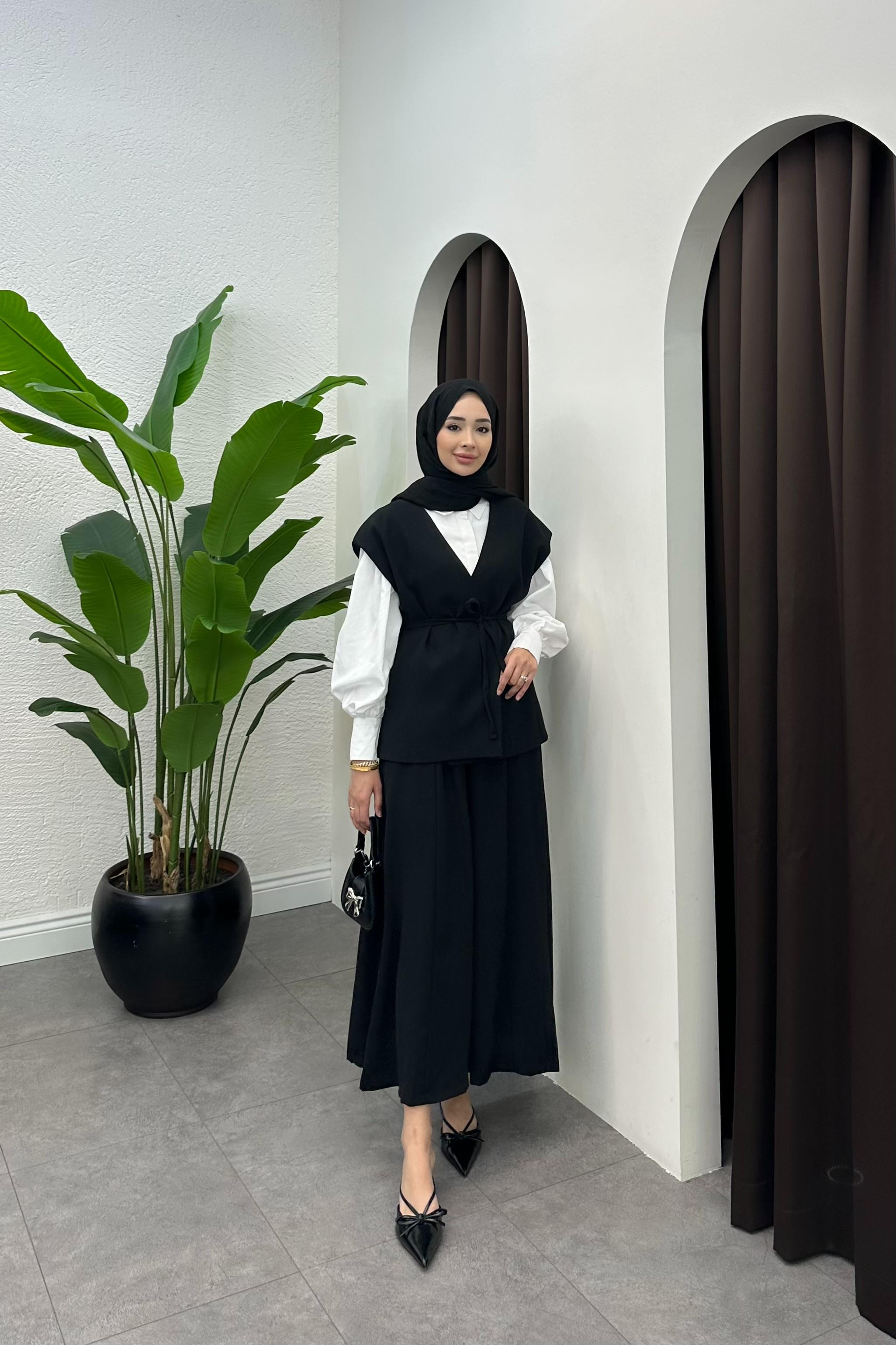 Arinya Yelekli Pantolon Takım - SİYAH