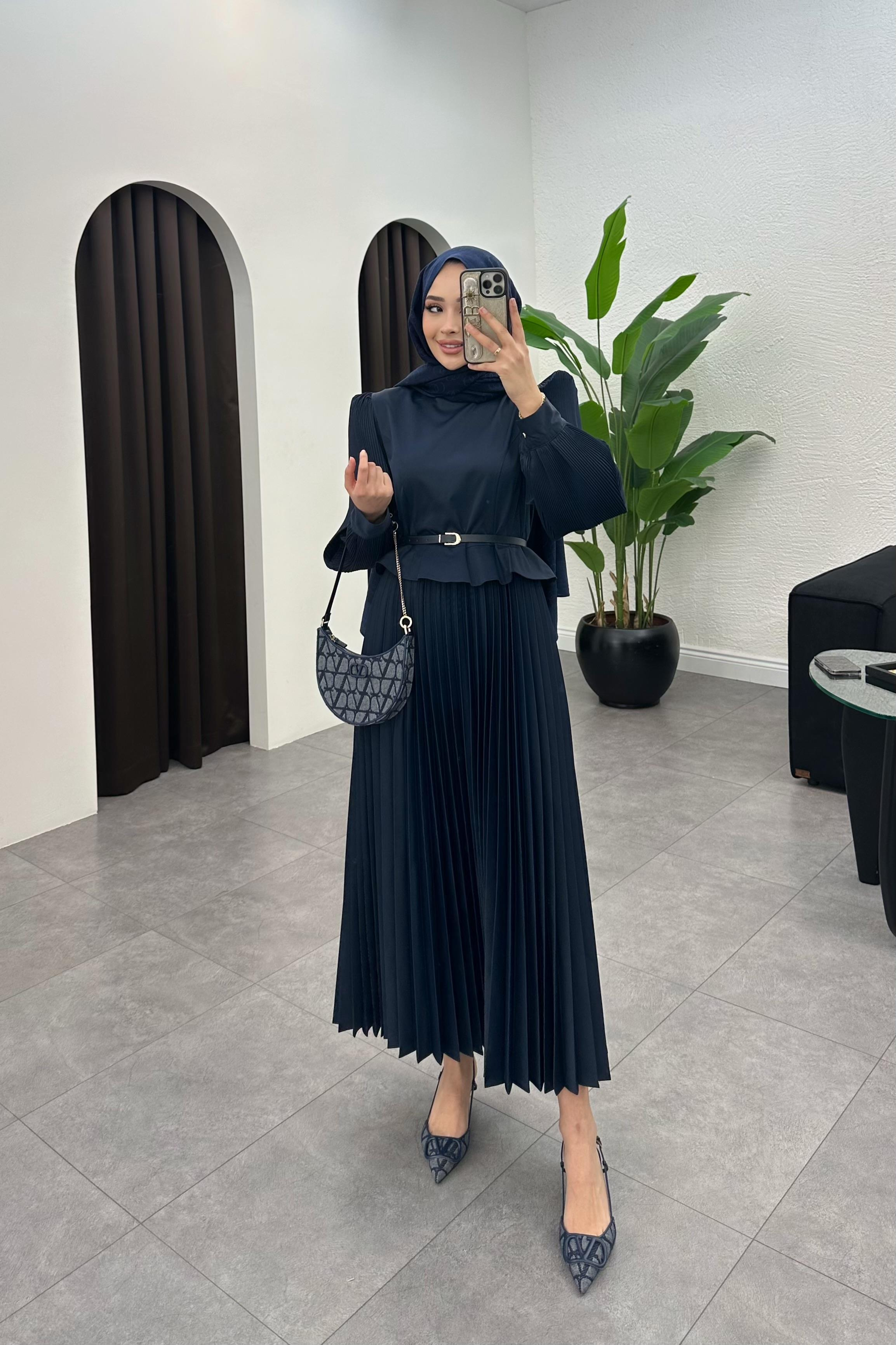 Barniy Pilise Detaylı Elbise - LACİVERT