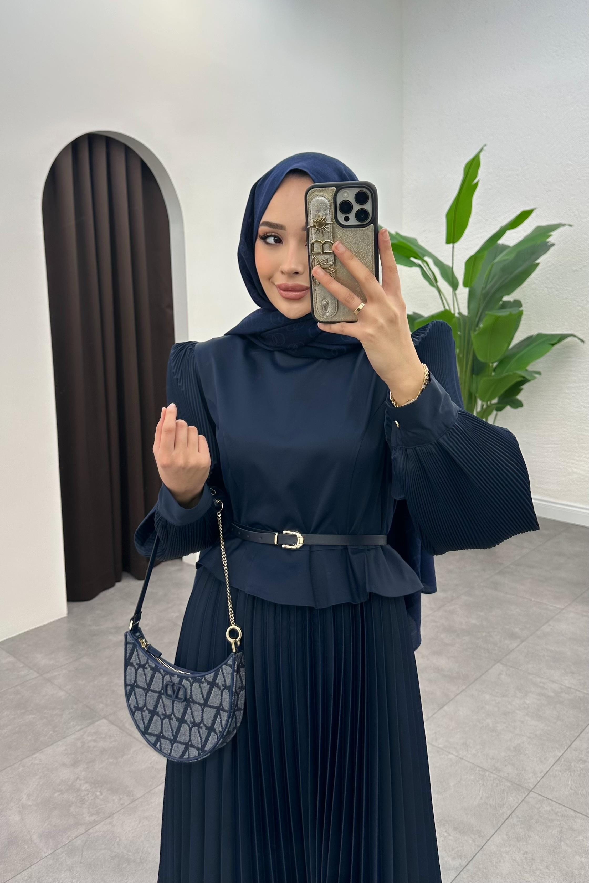 Barniy Pilise Detaylı Elbise - LACİVERT