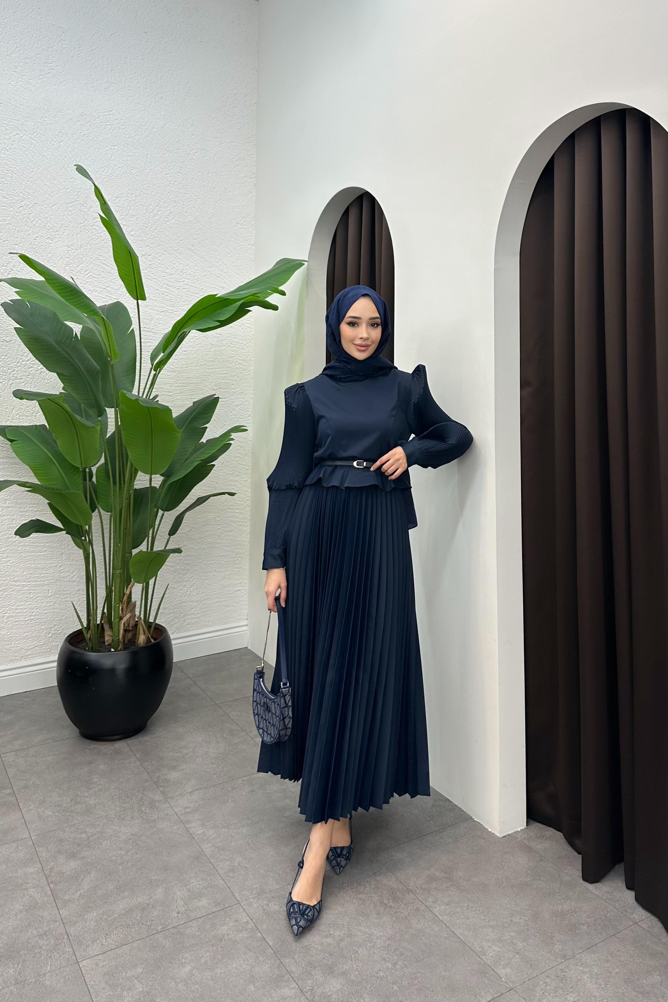 Barniy Pilise Detaylı Elbise - LACİVERT