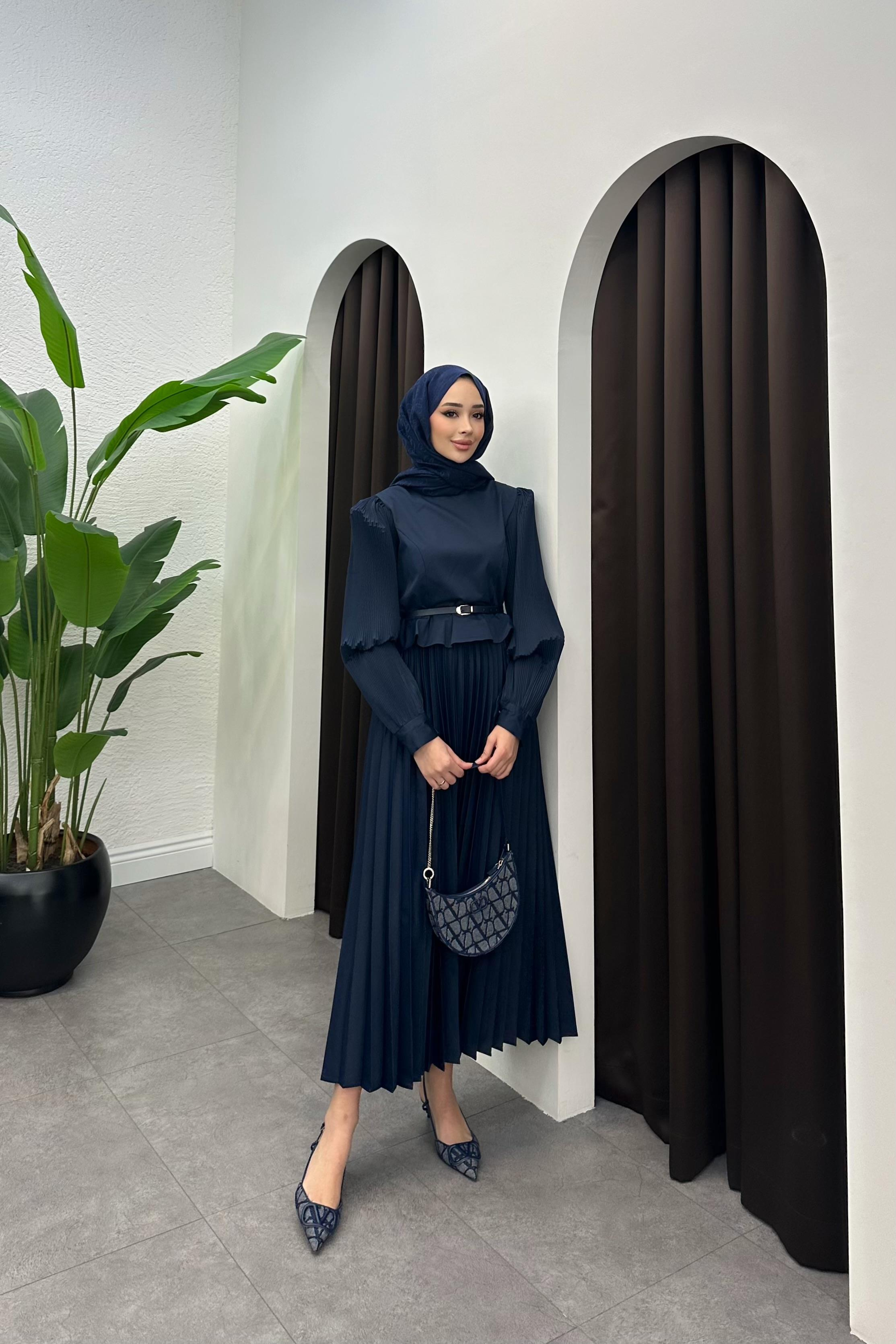 Barniy Pilise Detaylı Elbise - LACİVERT