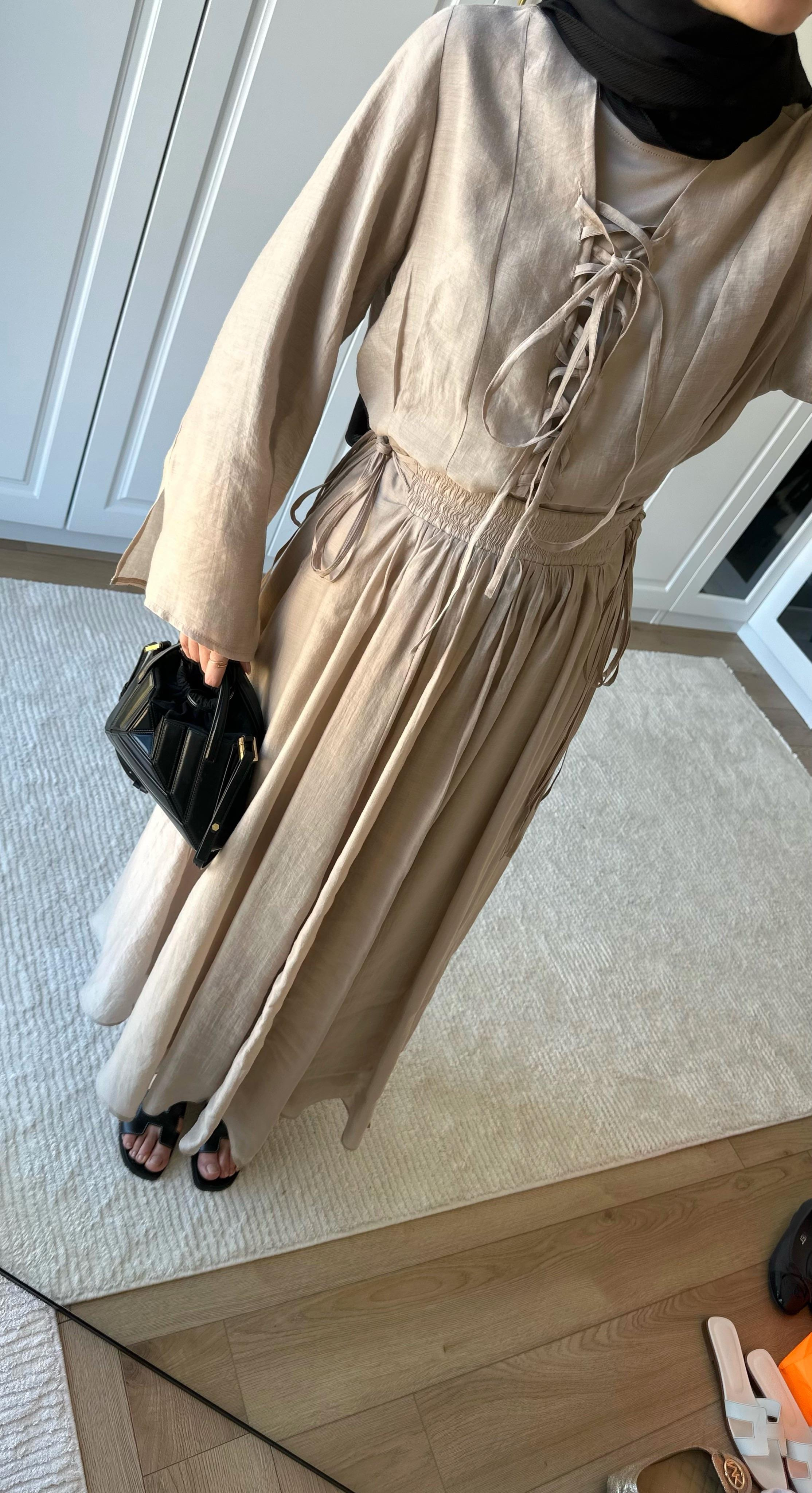 Bianca Örme Yaka Detaylı Etek Takım - TAŞ