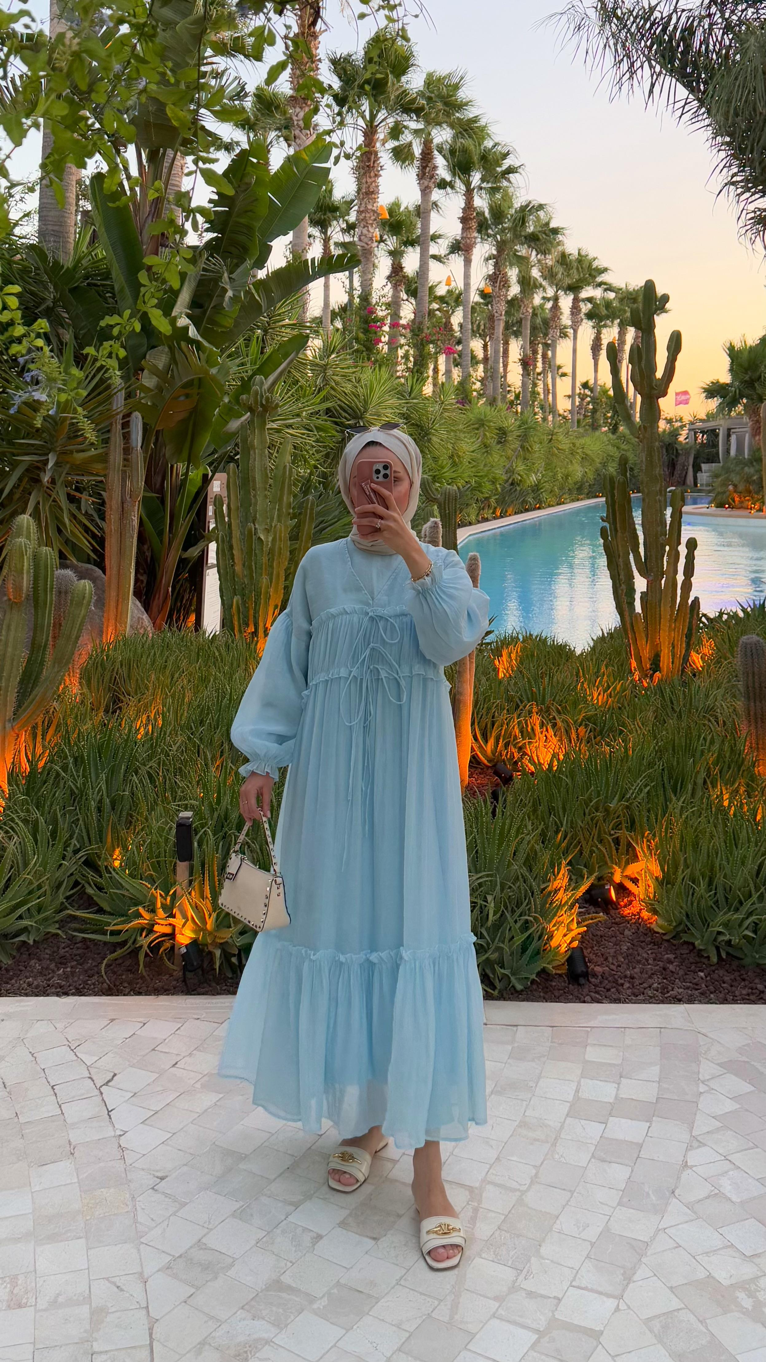 Brice Güpürlü Vual Elbise - MAVİ