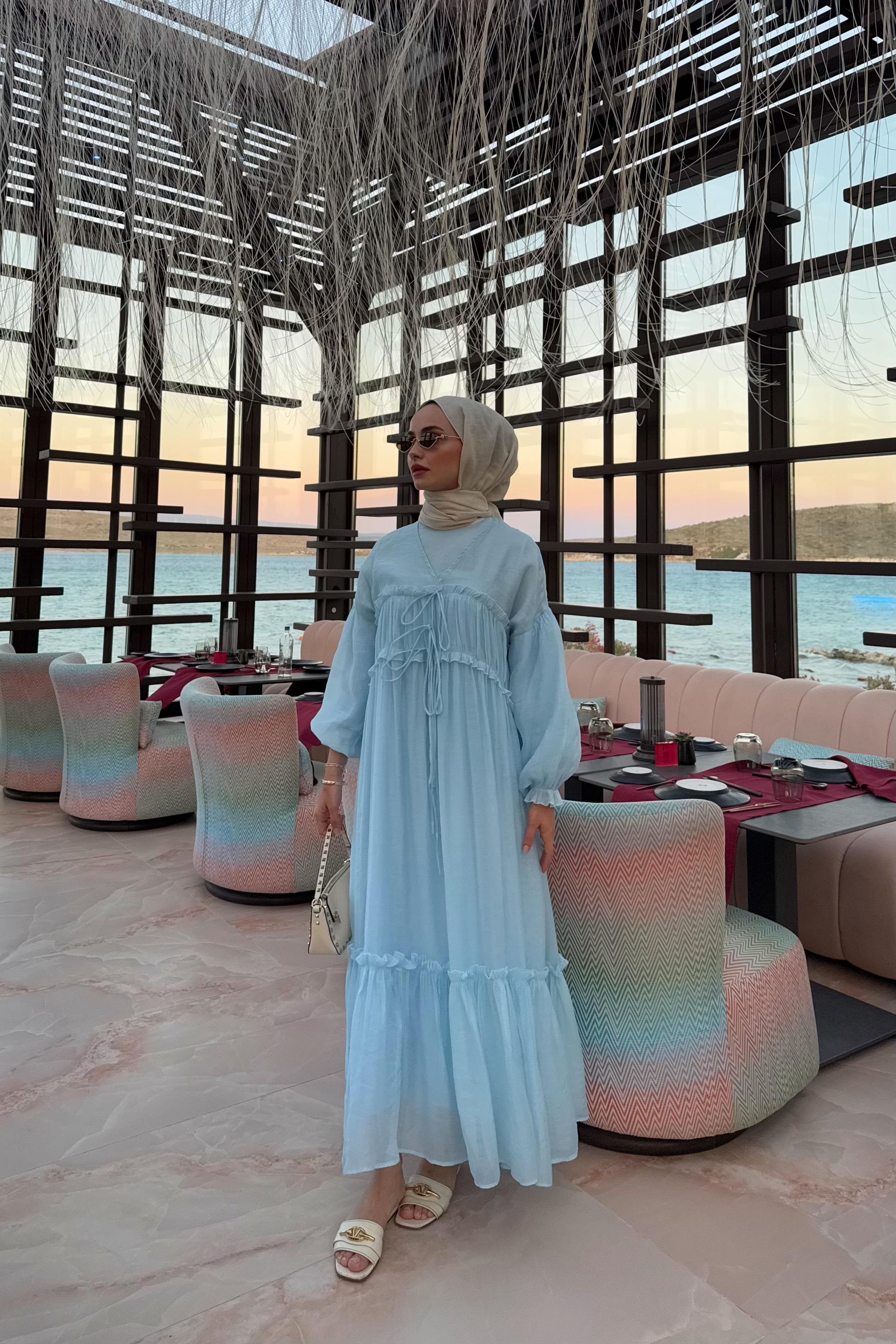 Brice Güpürlü Vual Elbise - MAVİ