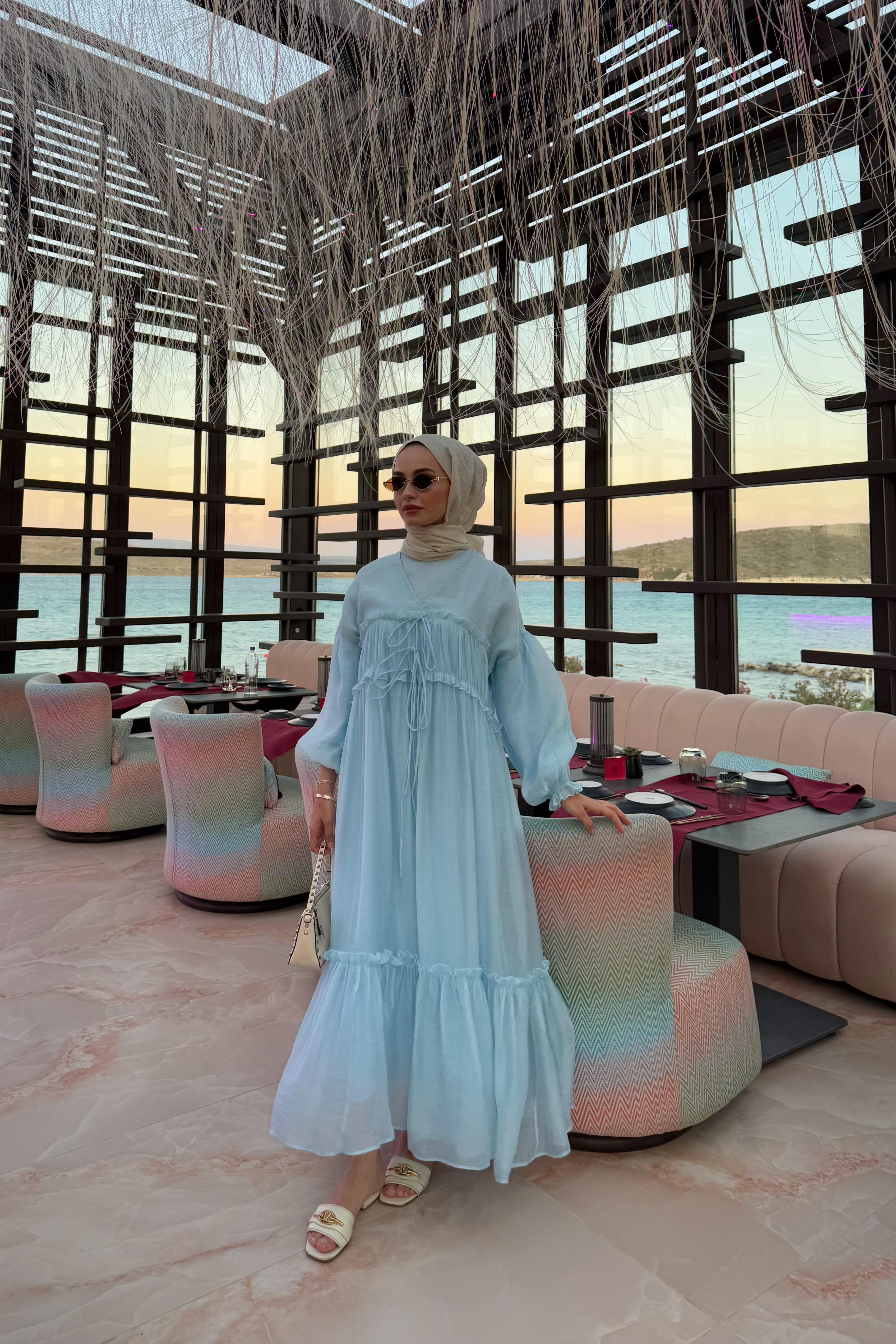 Brice Güpürlü Vual Elbise - MAVİ