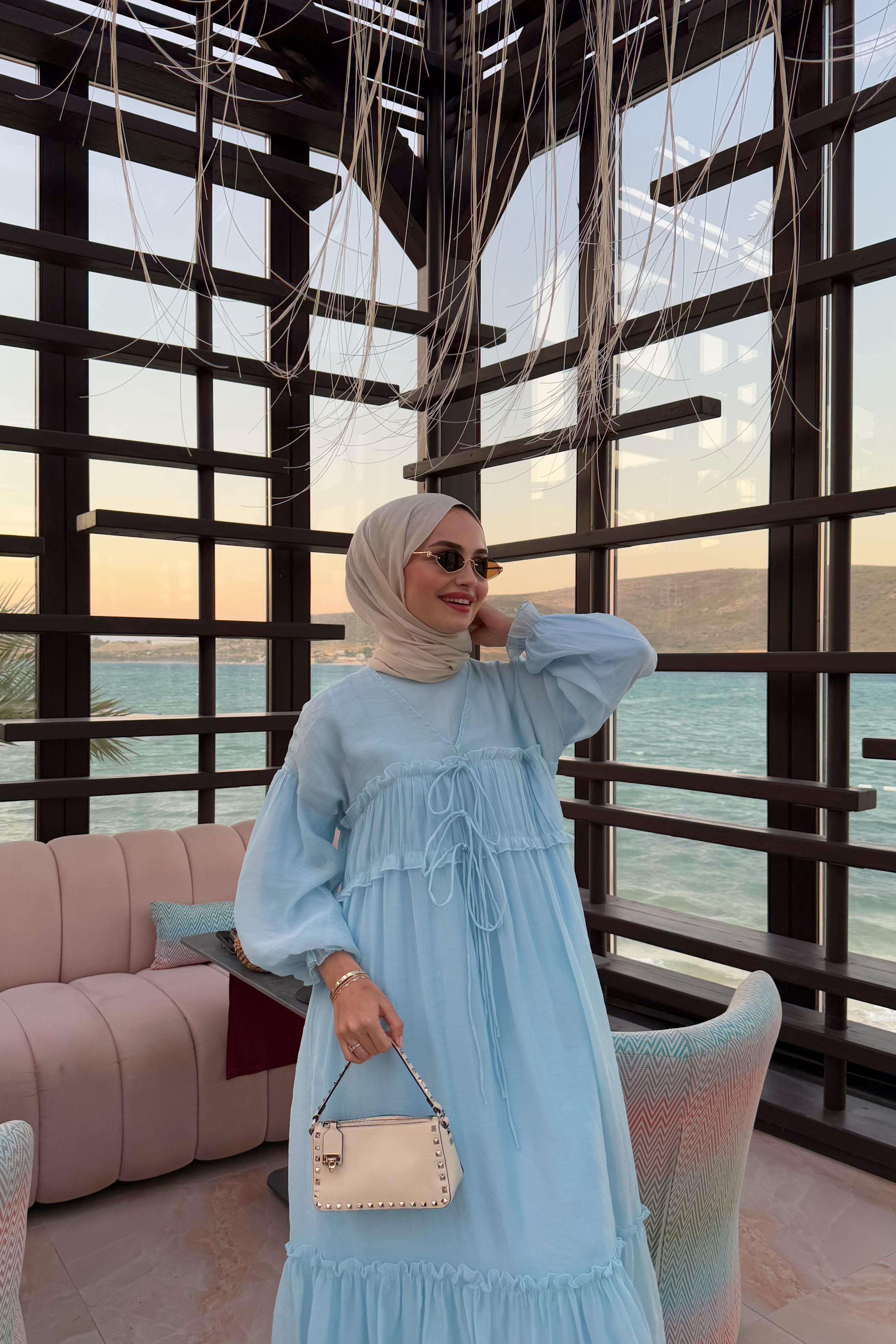 Brice Güpürlü Vual Elbise - MAVİ