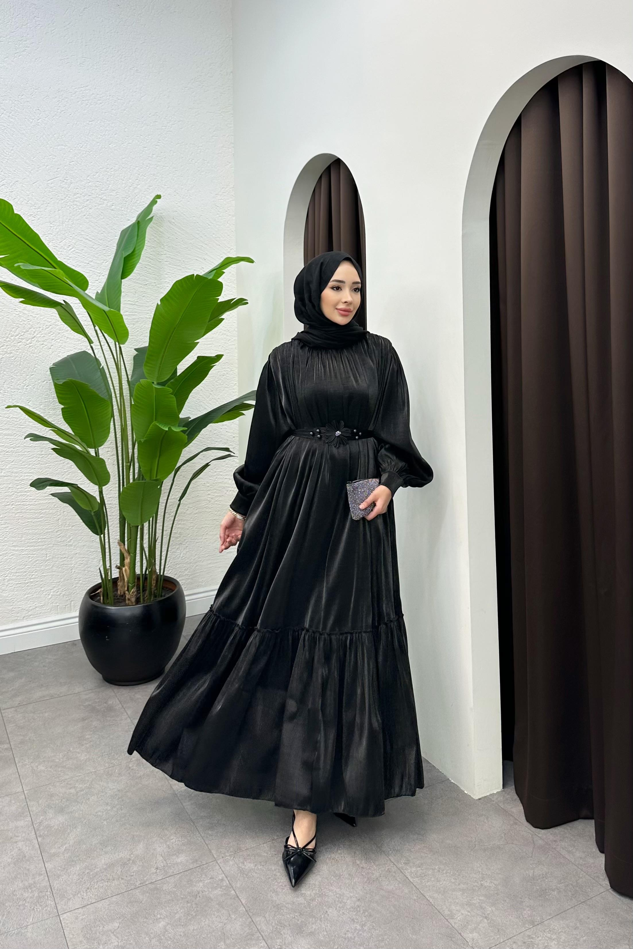 Carleen Aksesuarlı Elbise - SİYAH