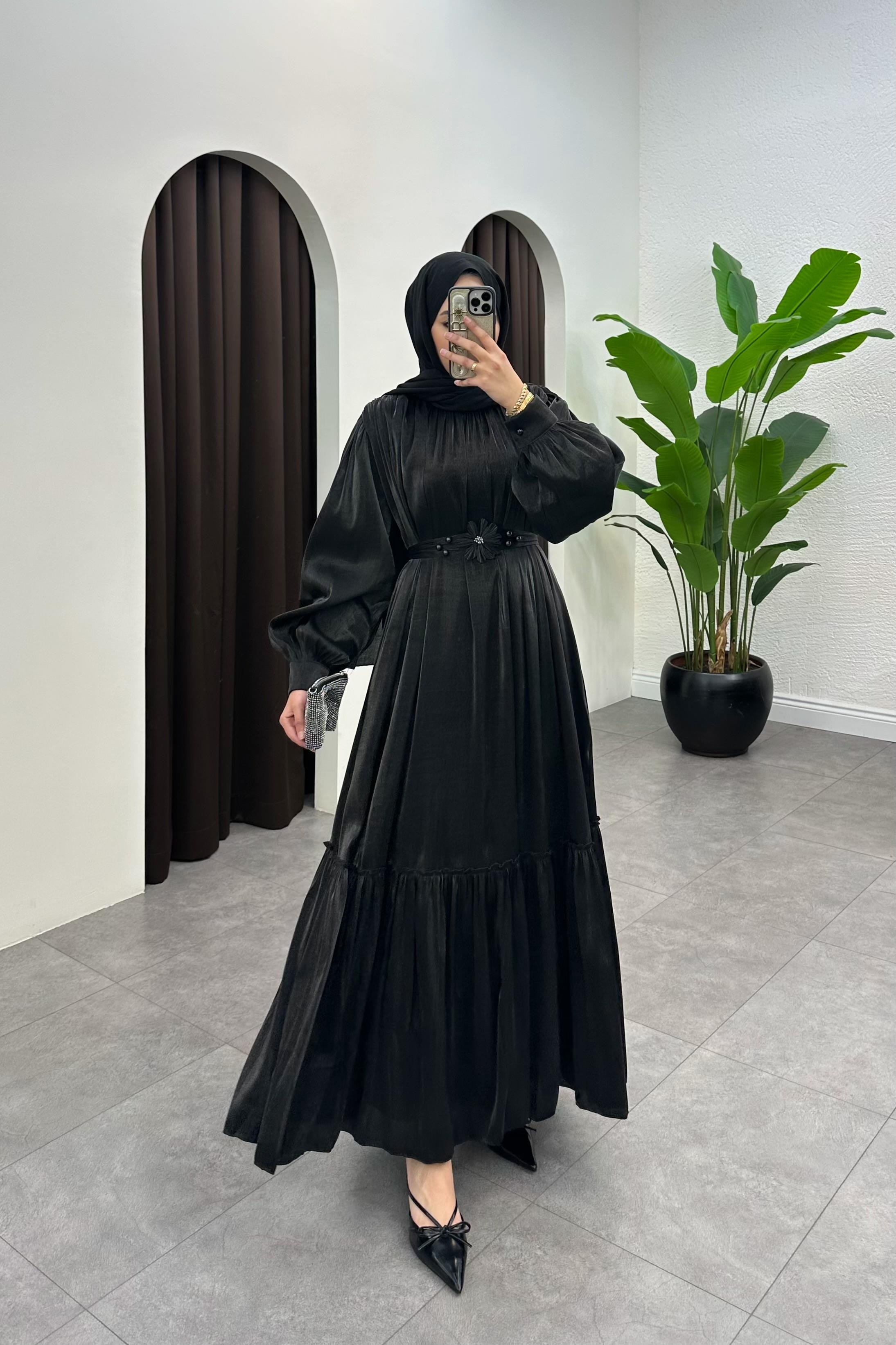 Carleen Aksesuarlı Elbise - SİYAH