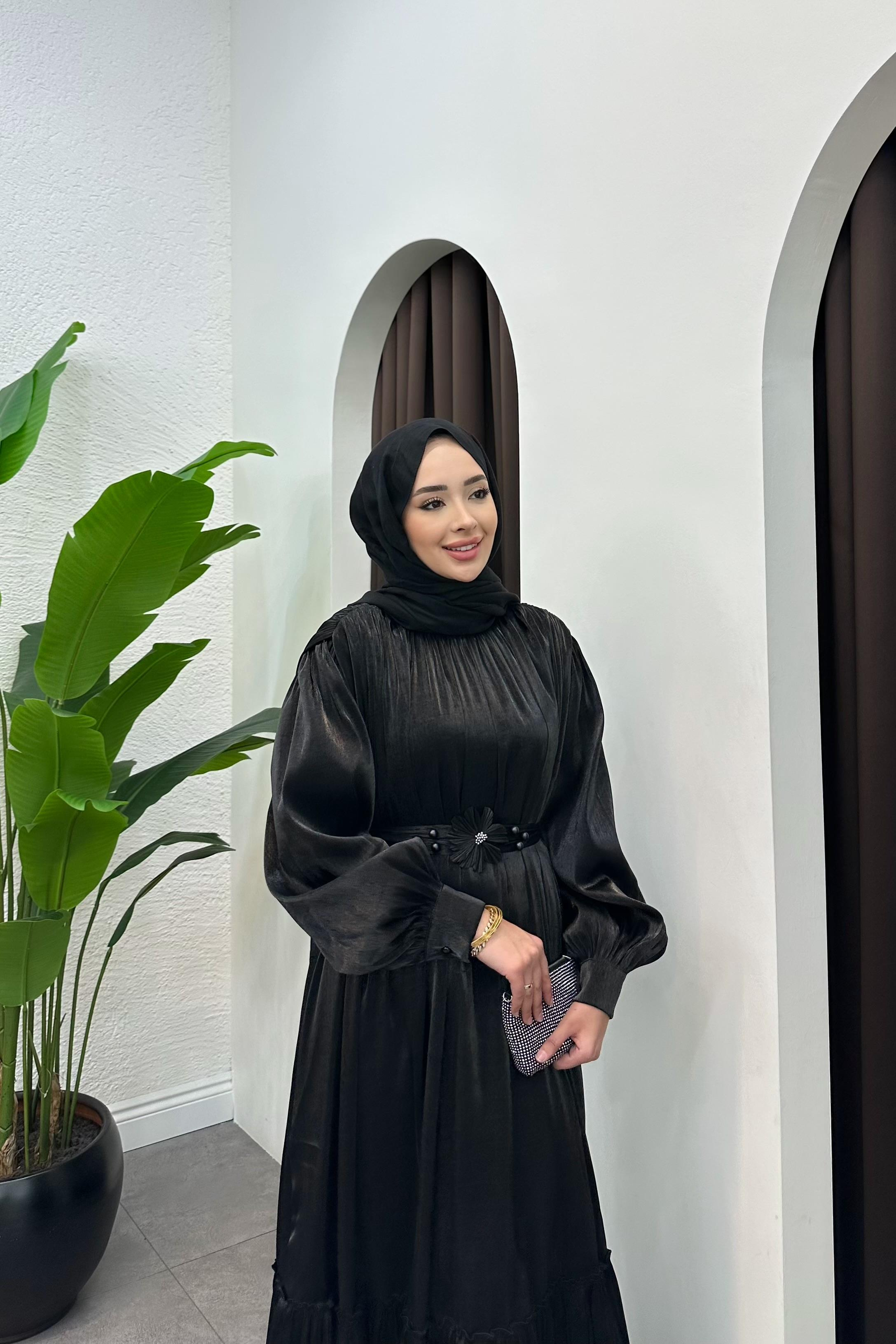 Carleen Aksesuarlı Elbise - SİYAH