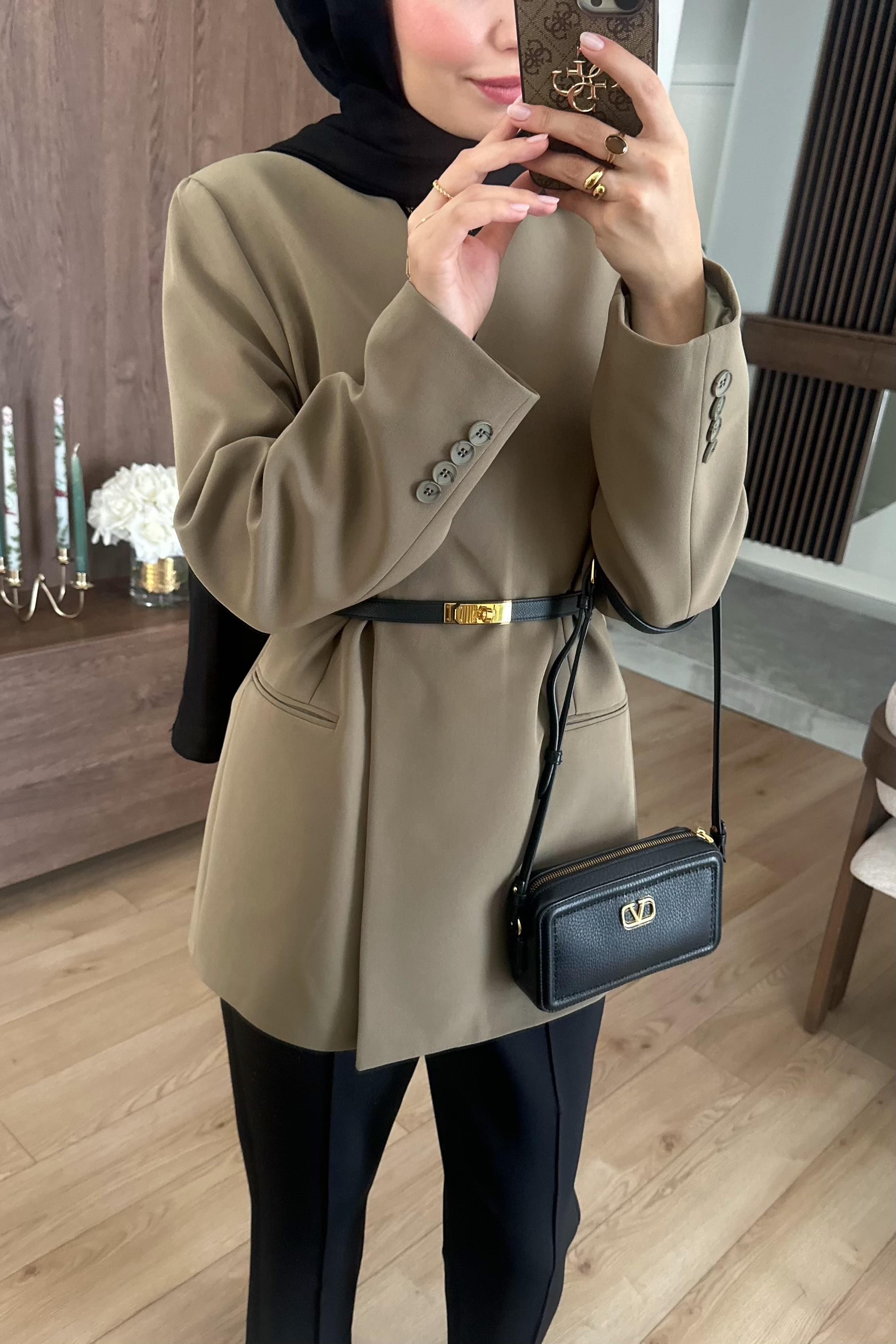 Clai Yakasız Ceket - HAKİ