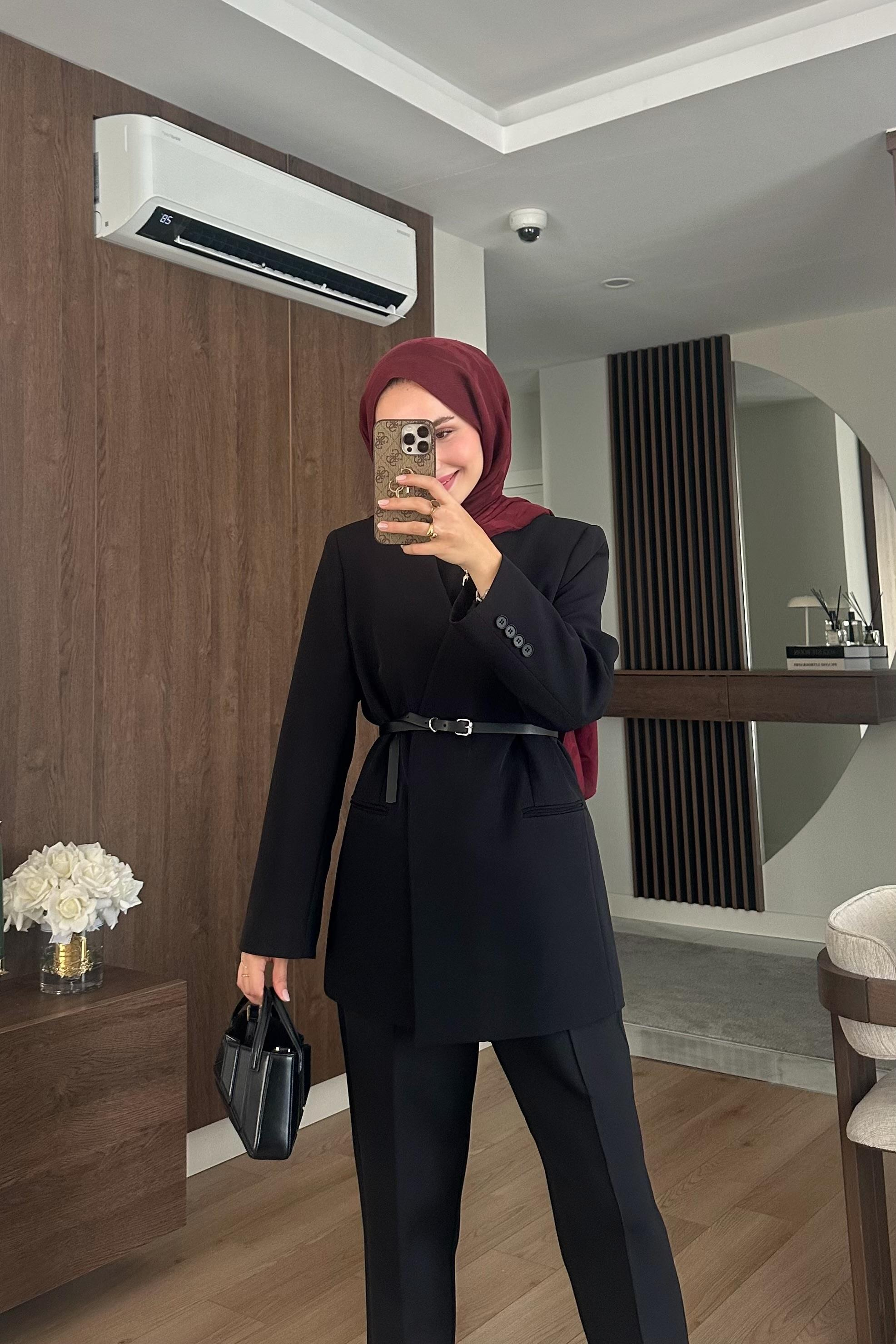 Clai Yakasız Ceket - SİYAH