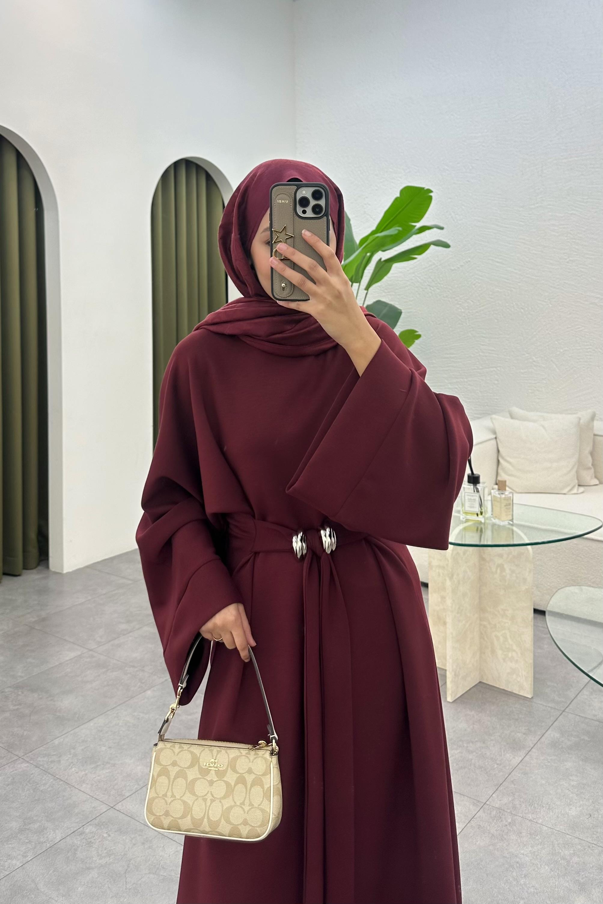 Corlie Kemer Detay Elbise - BORDO