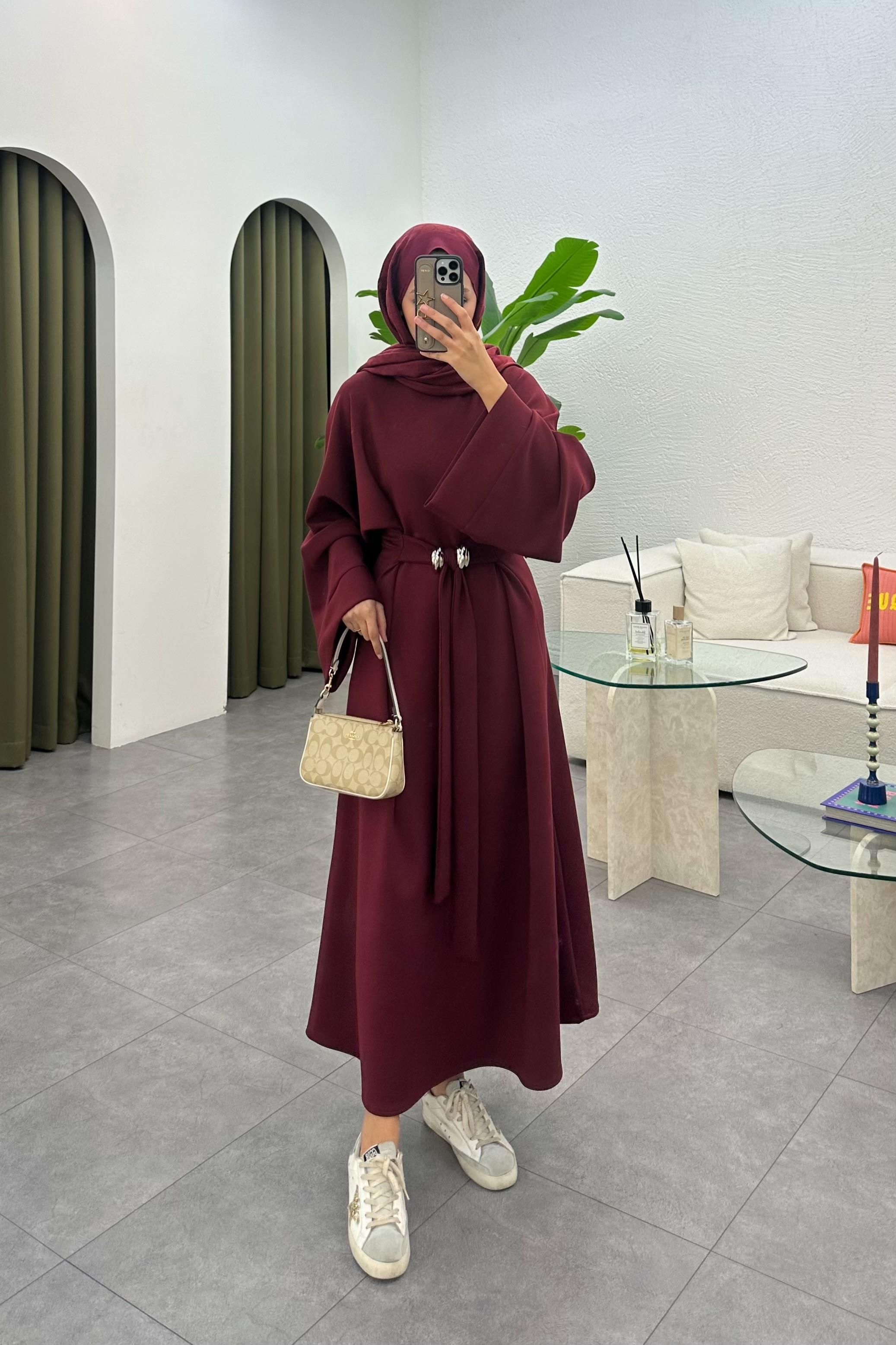 Corlie Kemer Detay Elbise - BORDO
