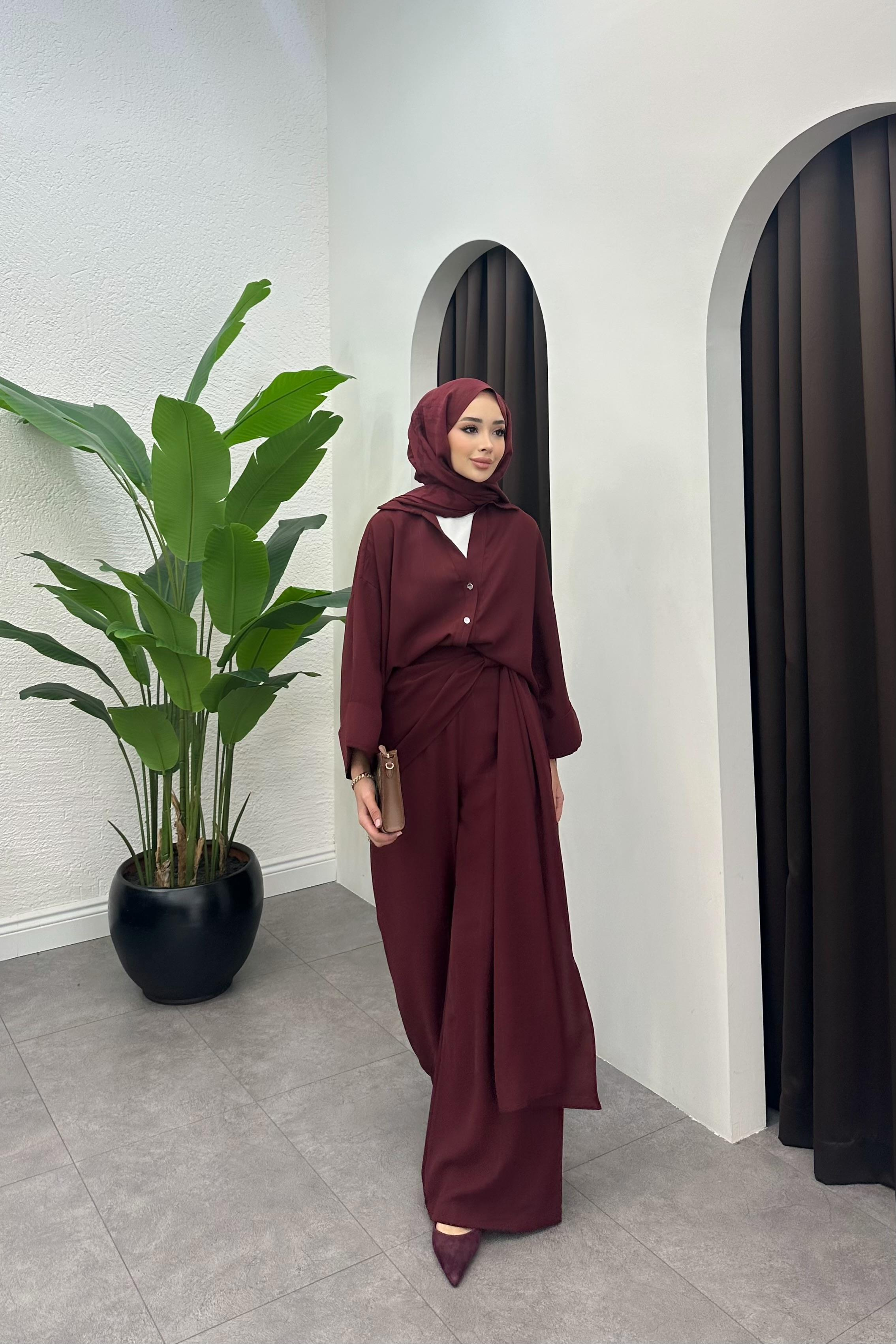 Danyela Pantalon Detay Takım - BORDO