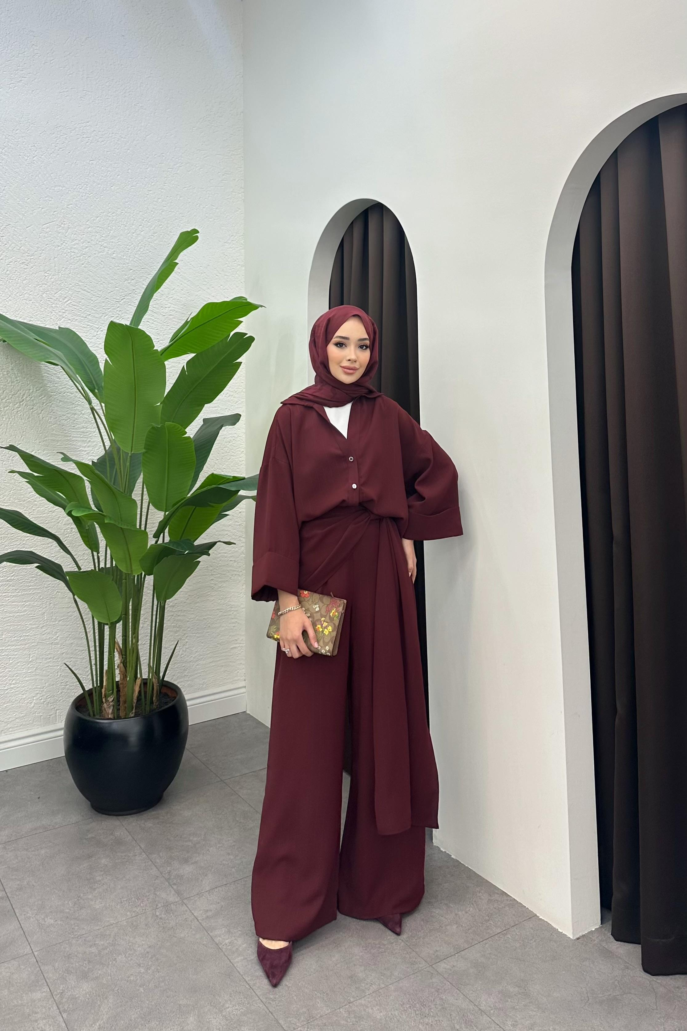 Danyela Pantalon Detay Takım - BORDO